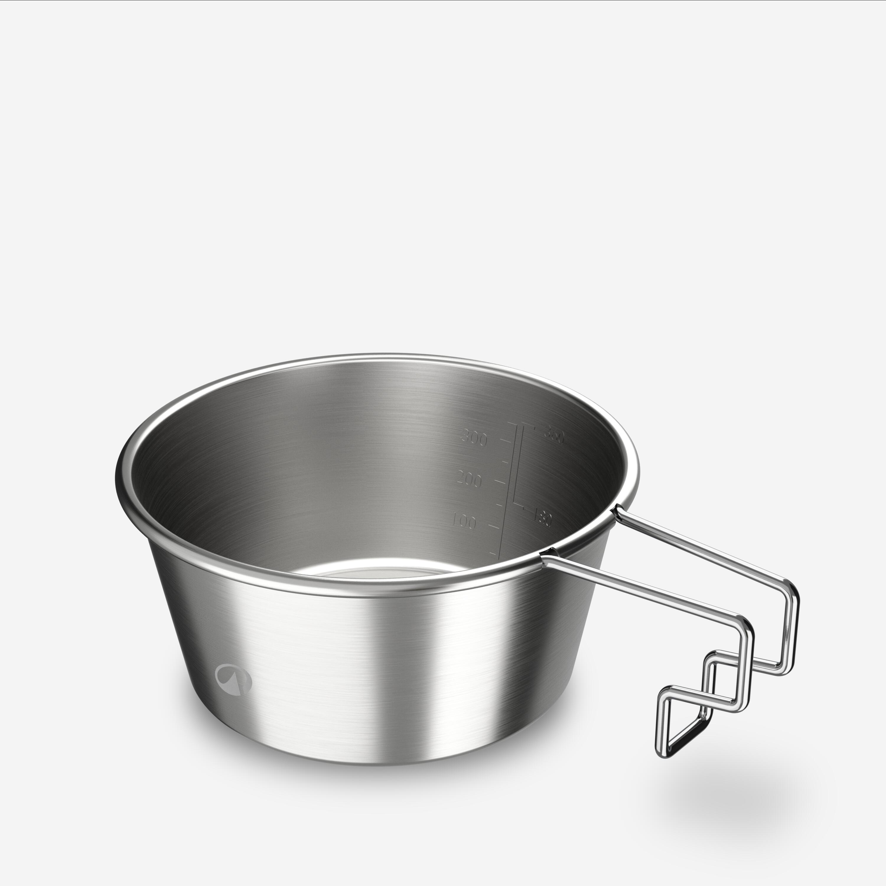 0.35 L stainless steel camping bowl with strong handle