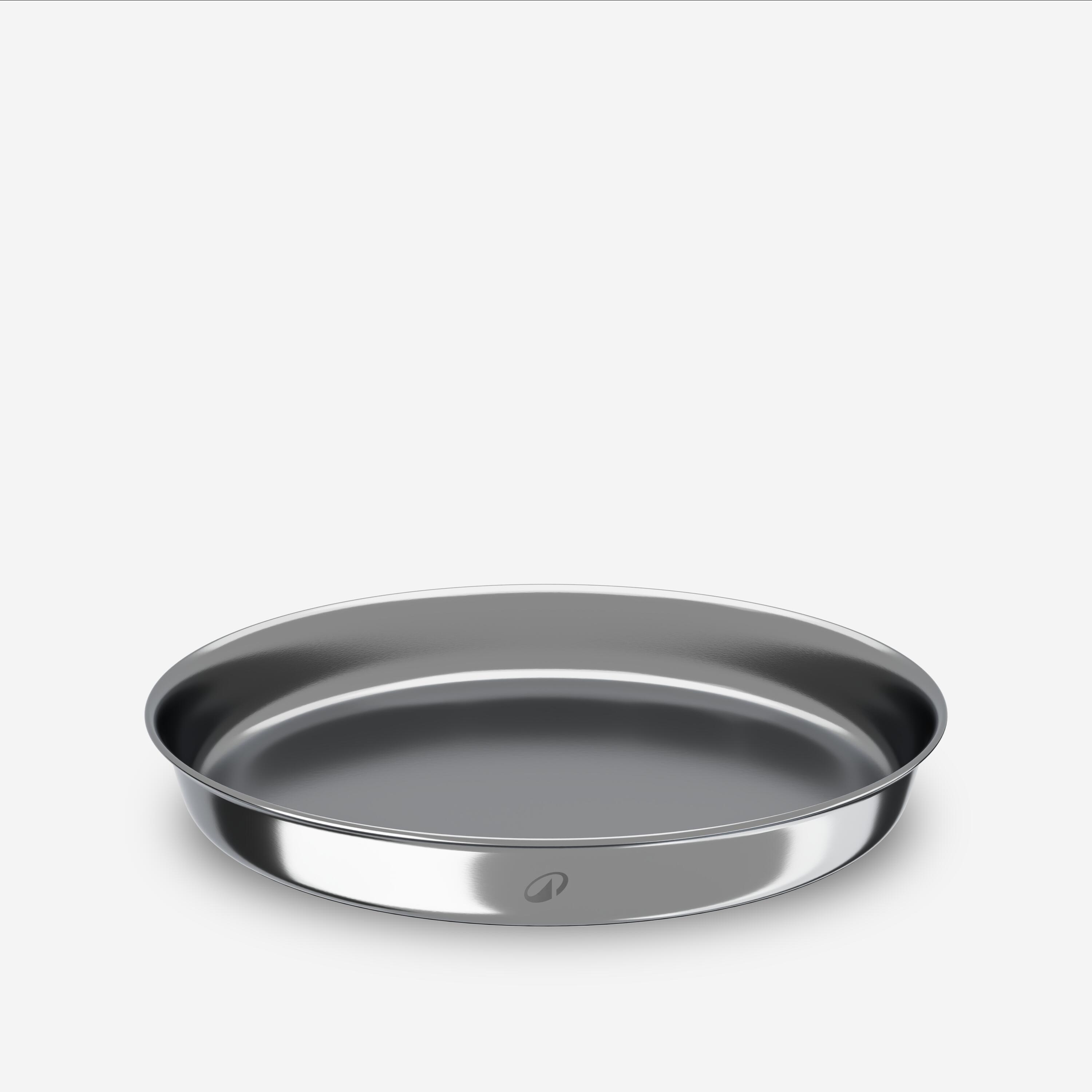 Normal L size stainless steel camping plate, diam. 19 cm