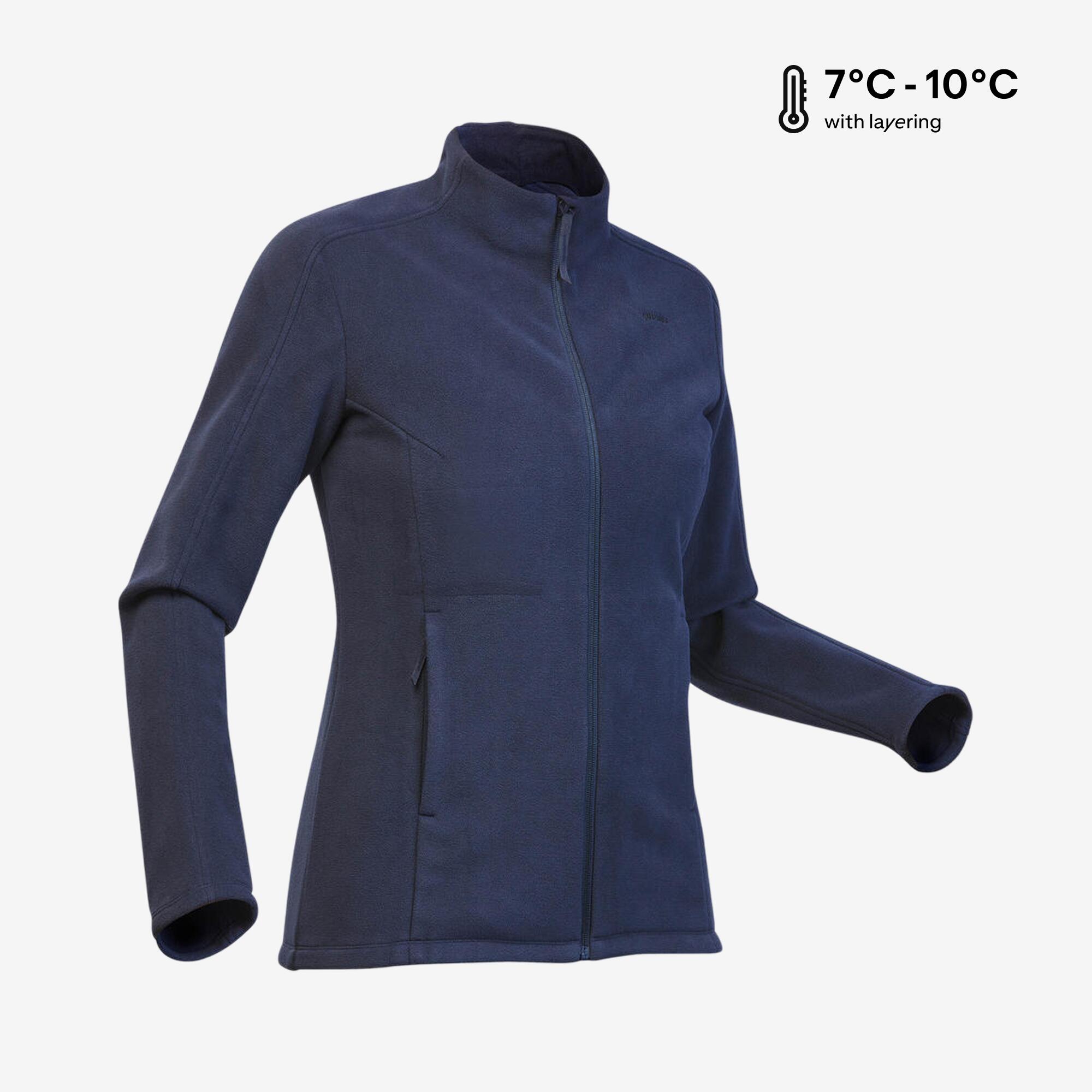 Women’s mountain hiking fleece jacket, MH500 Full Zip - Blue