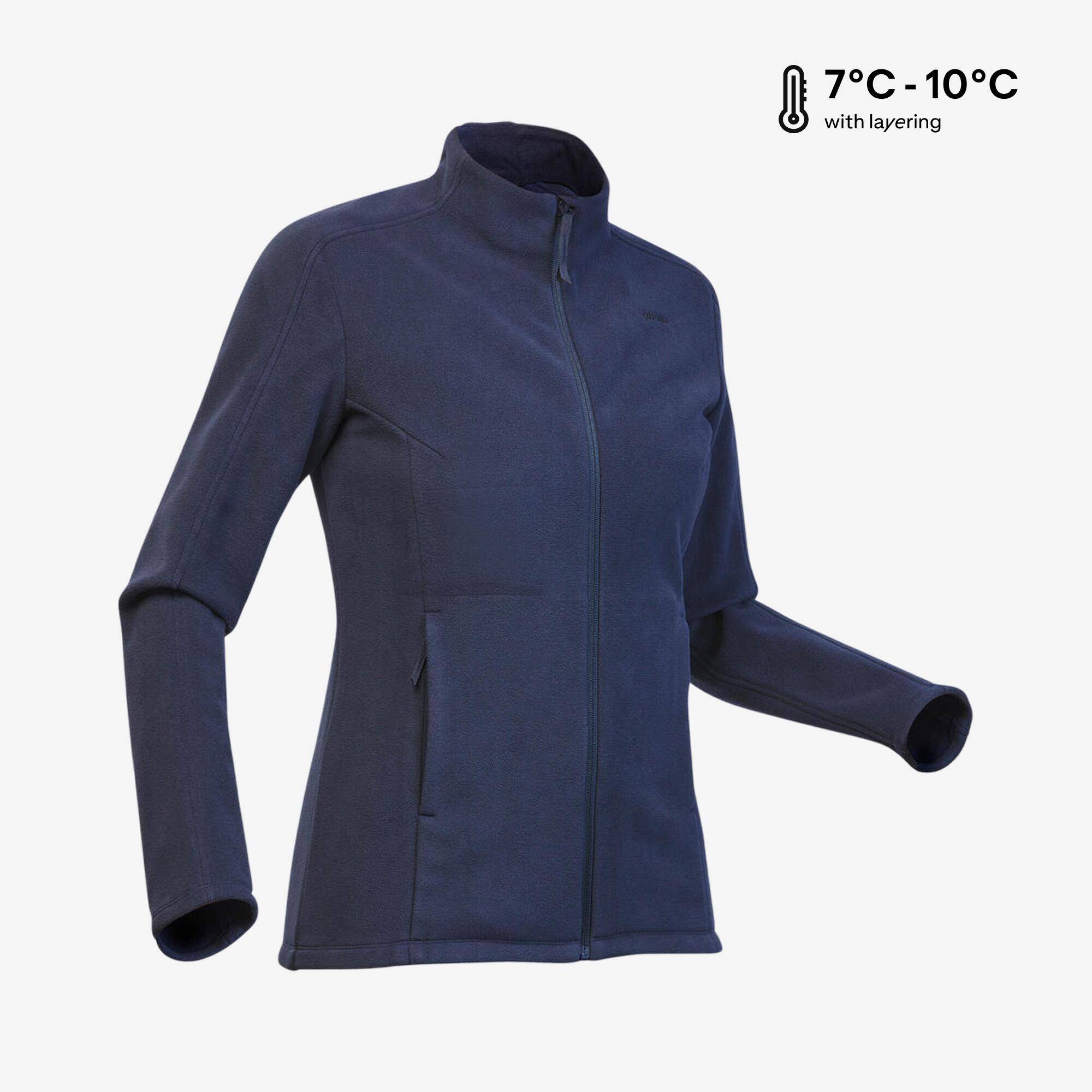 Women’s mountain hiking fleece jacket, MH500 Full Zip - Blue -  3