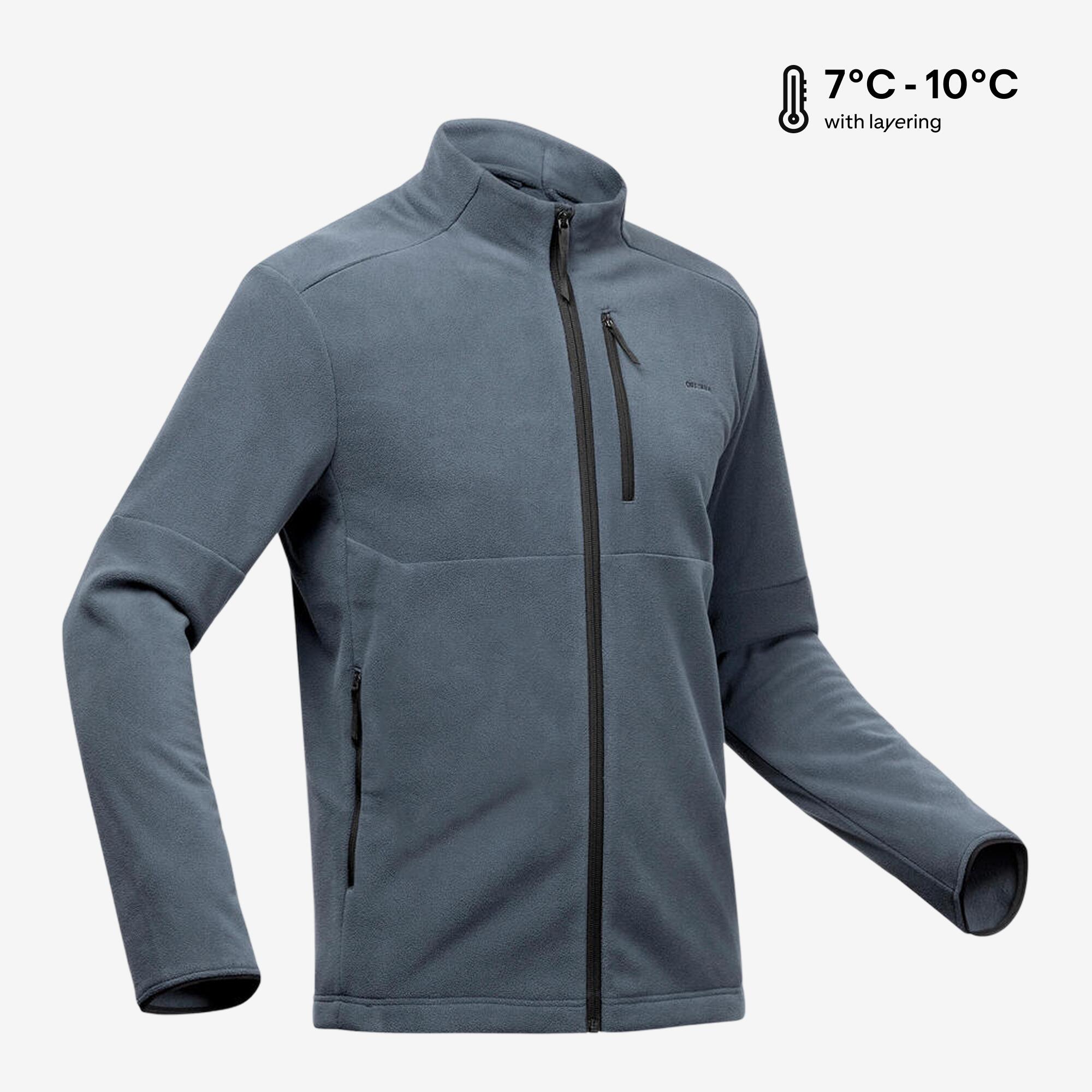 Men’s mountain hiking fleece jacket, MH500 Full Zip - Grey