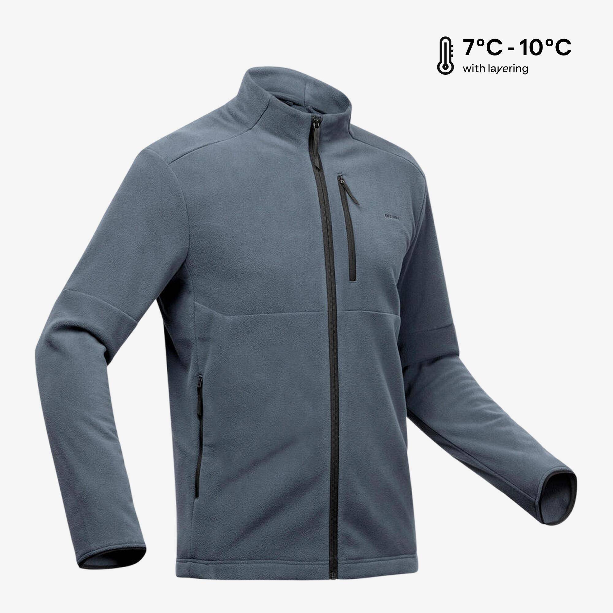 Men’s mountain hiking fleece jacket, MH500 Full Zip - Grey -  3