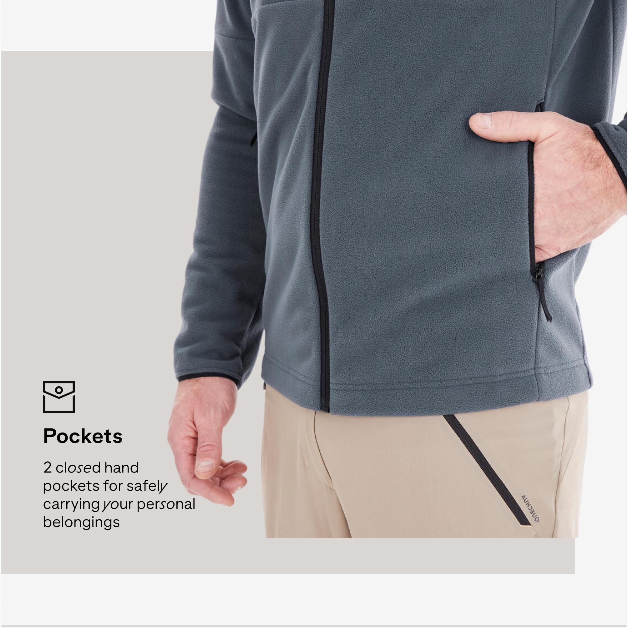 Men’s mountain hiking fleece jacket, MH500 Full Zip - Grey