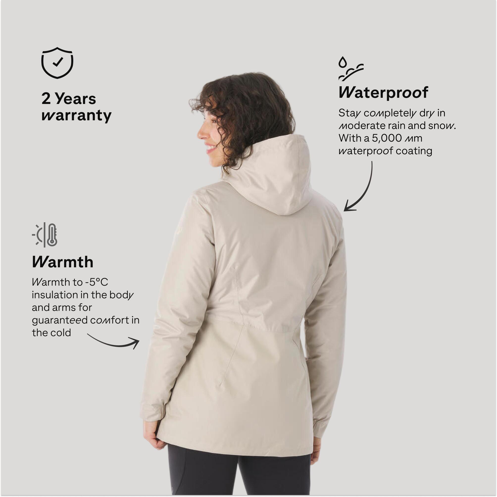 Women’s waterproof hiking jacket -5°C, NH100 - Beige