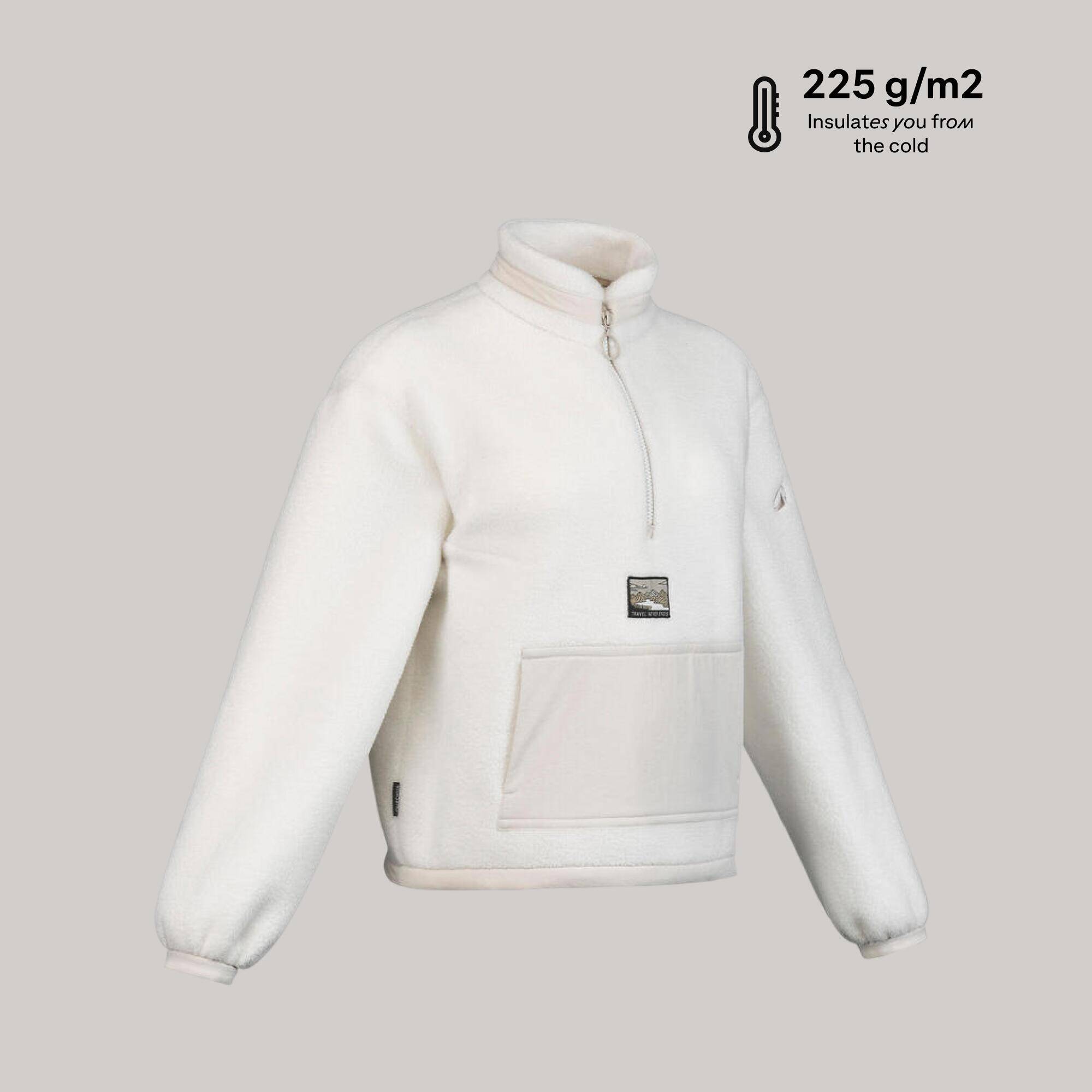 Women's Sherpa Mountain Hiking Fleece MH100 1/2 Zip - Beige -  3