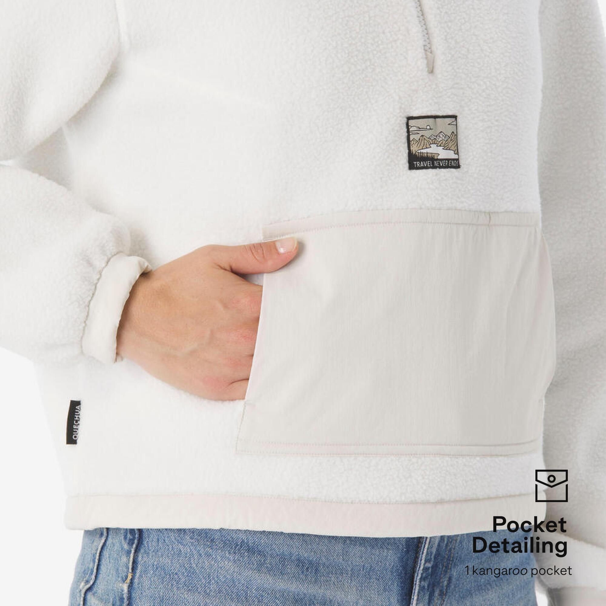 Women's Sherpa Mountain Hiking Fleece MH100 1/2 Zip - Beige