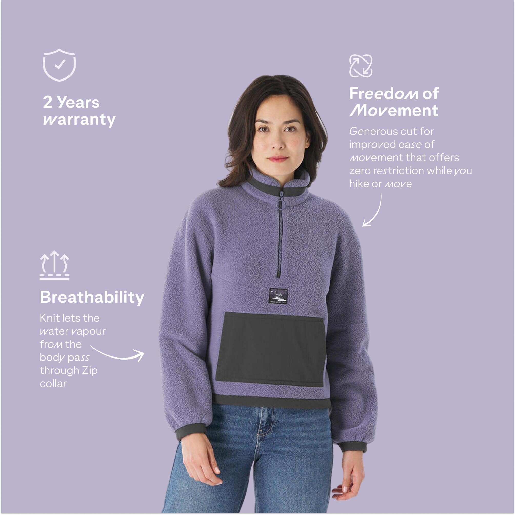 Women's Sherpa Mountain Hiking Fleece MH100 1/2 Zip - Purple