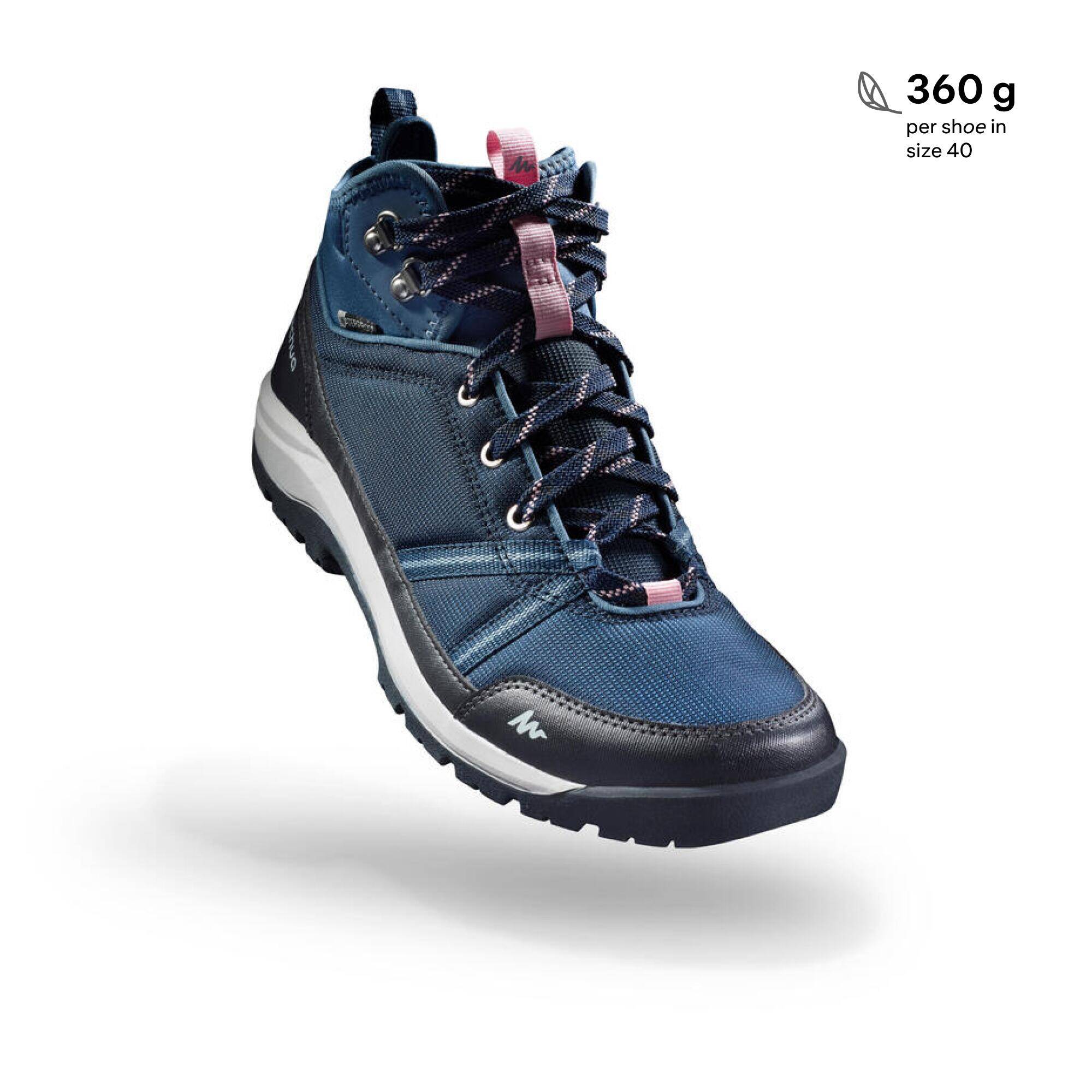 Women Water Resistant Mid Ankle Hiking Shoes Blue Grey - NH100 -  1