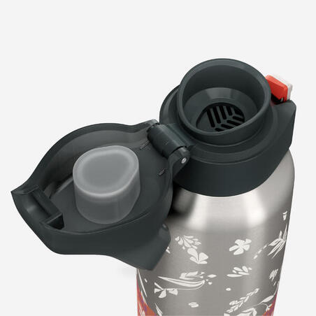 Фляга ізотермічна 900 для туризму з неіржавної сталі 0,5 л оранжева з принтом