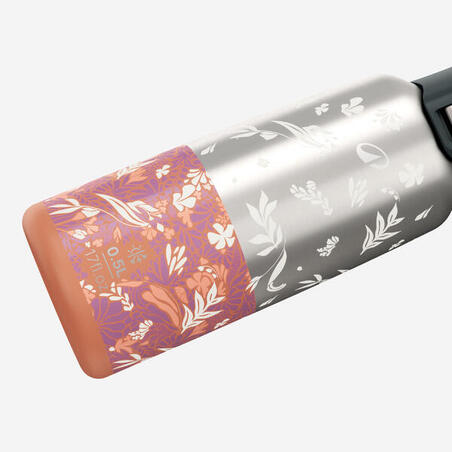 Фляга ізотермічна 900 для туризму з неіржавної сталі 0,5 л оранжева з принтом