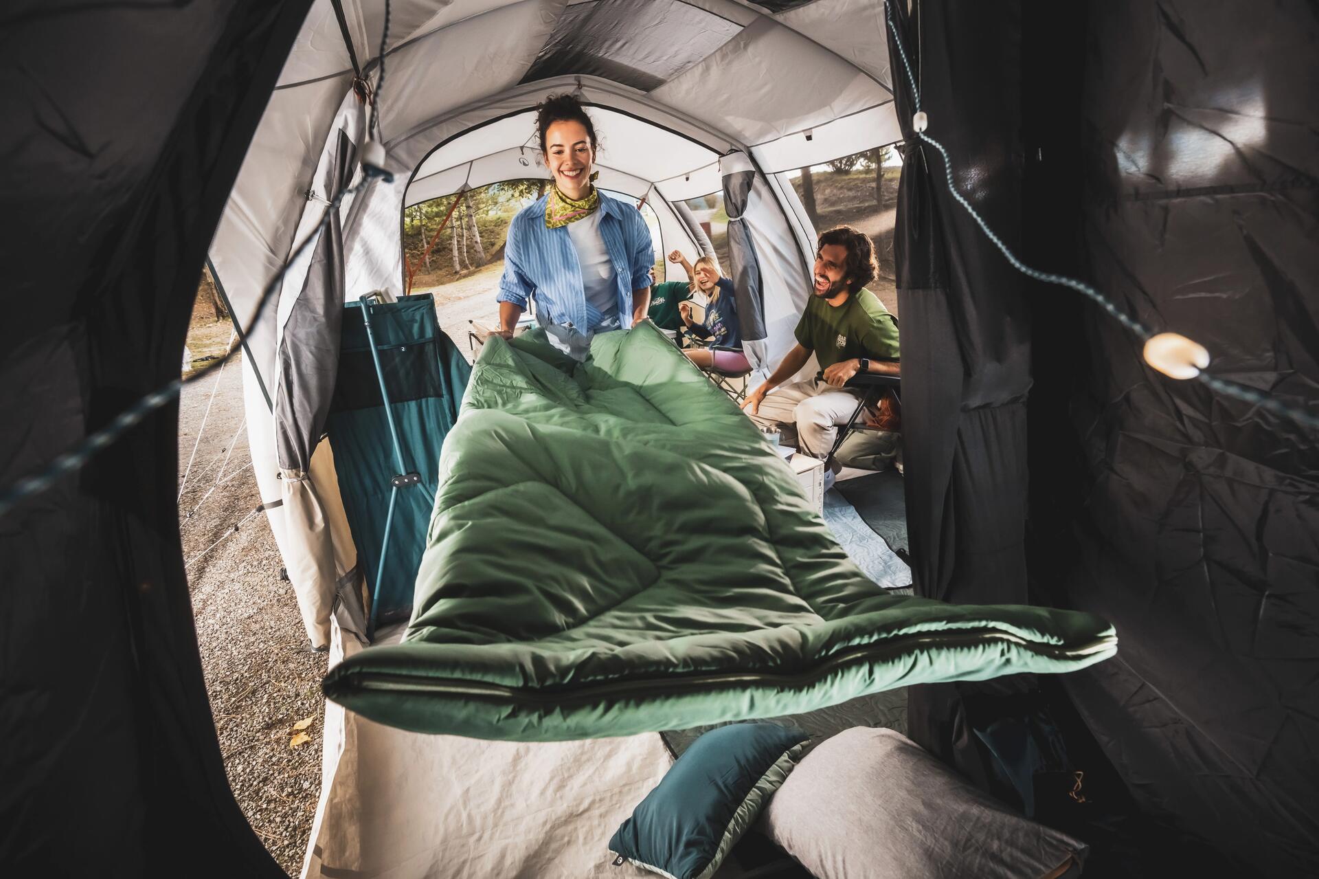 Man asleep in a sleeping bag