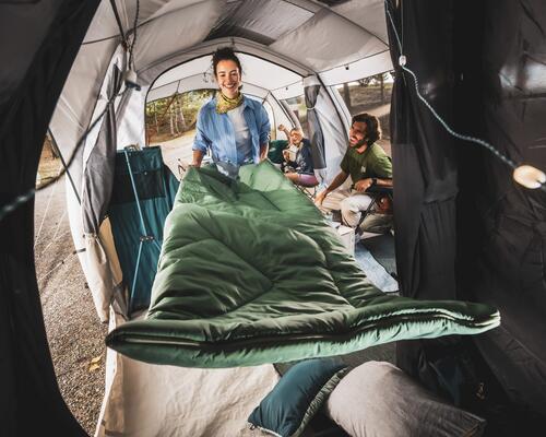 Man asleep in a sleeping bag