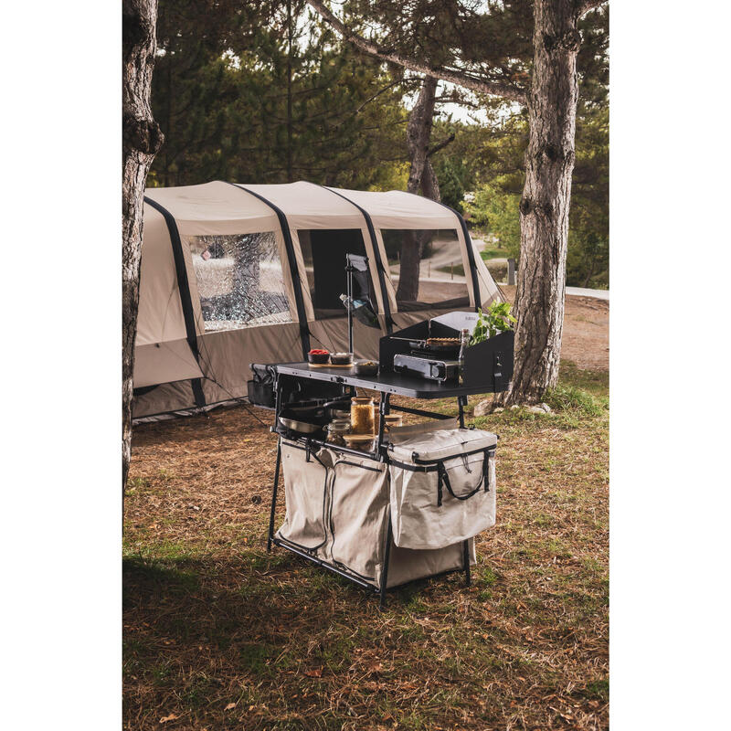 Pubelă de camping, 2 compartiment, modulară de 30-50 L