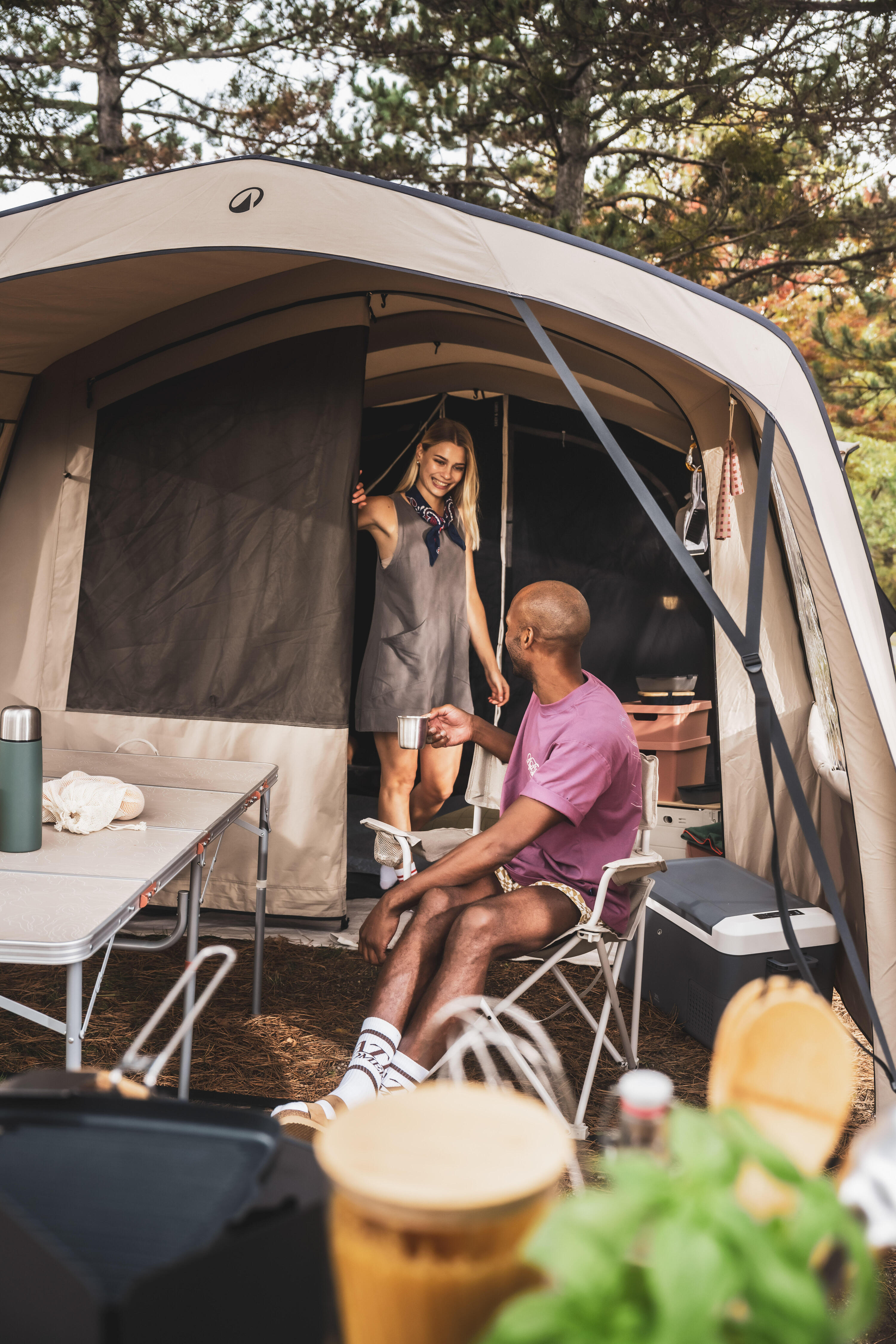 Tente de camping gonflable 4 places 2 chambres, Air Seconds 4.2 XXL Polycoton 17/19