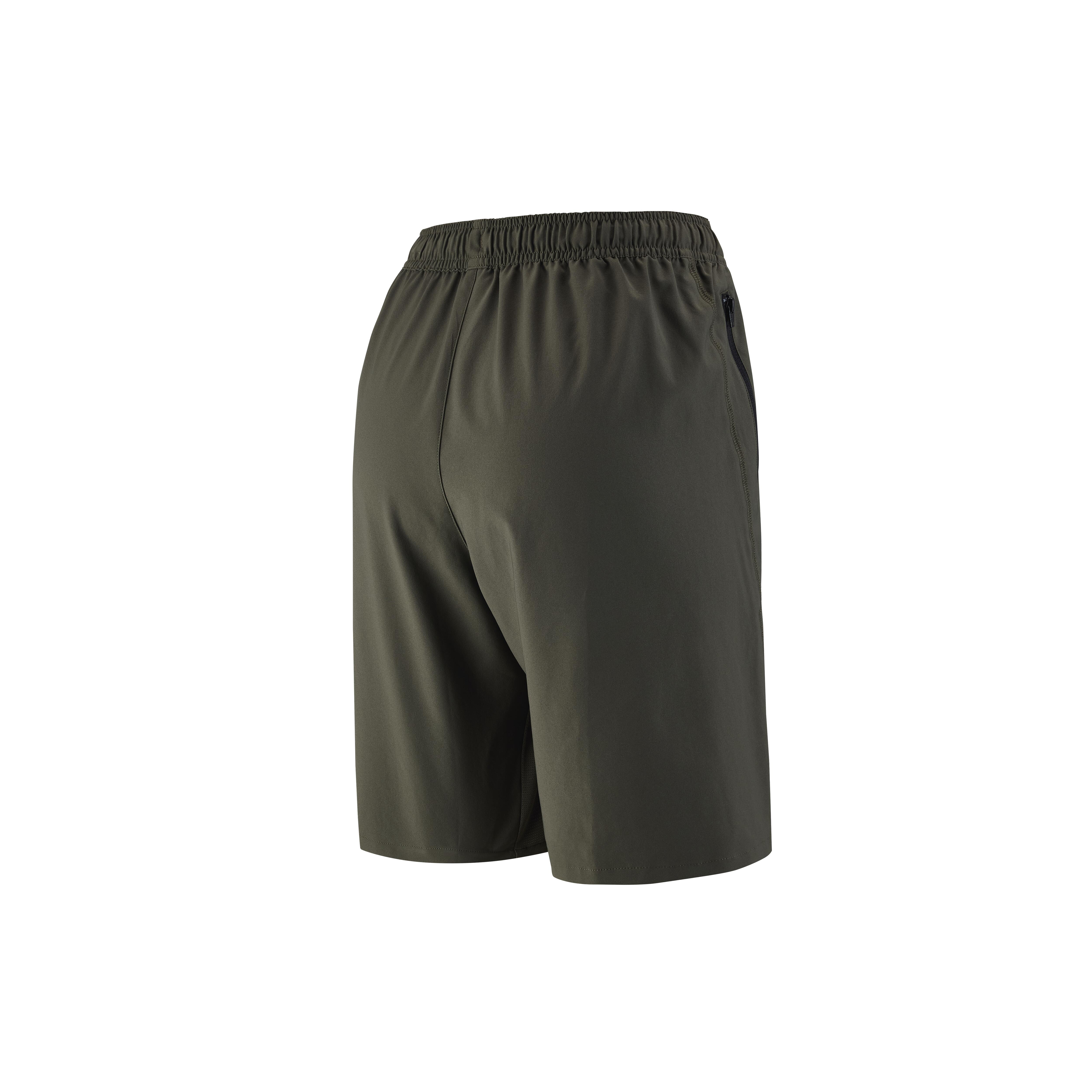 Men's Breathable Fitness Shorts with Zipped Pockets - Khaki Green