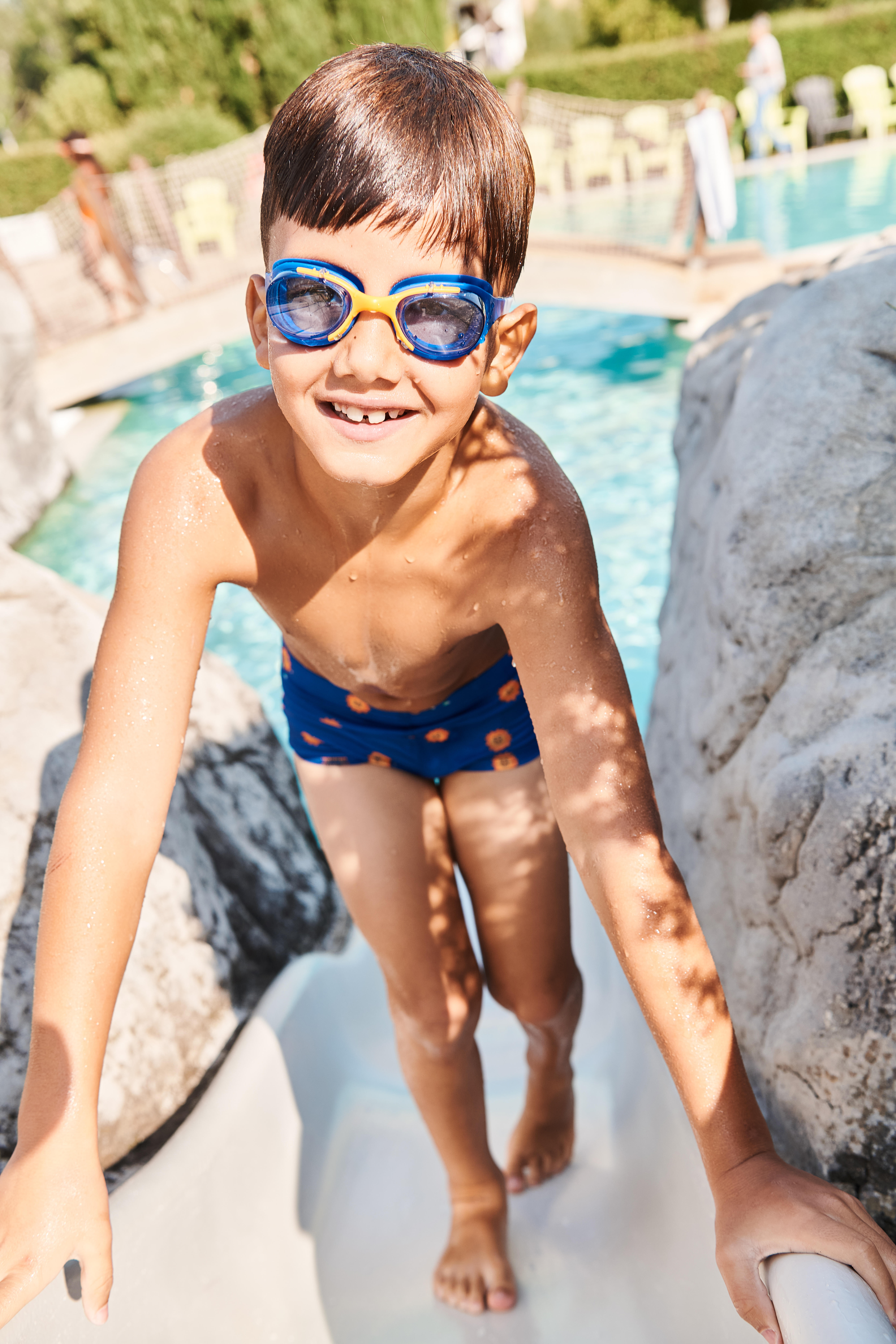 Kids’ swimming goggles, Xbase blue tinted blue orange - DECATHLON