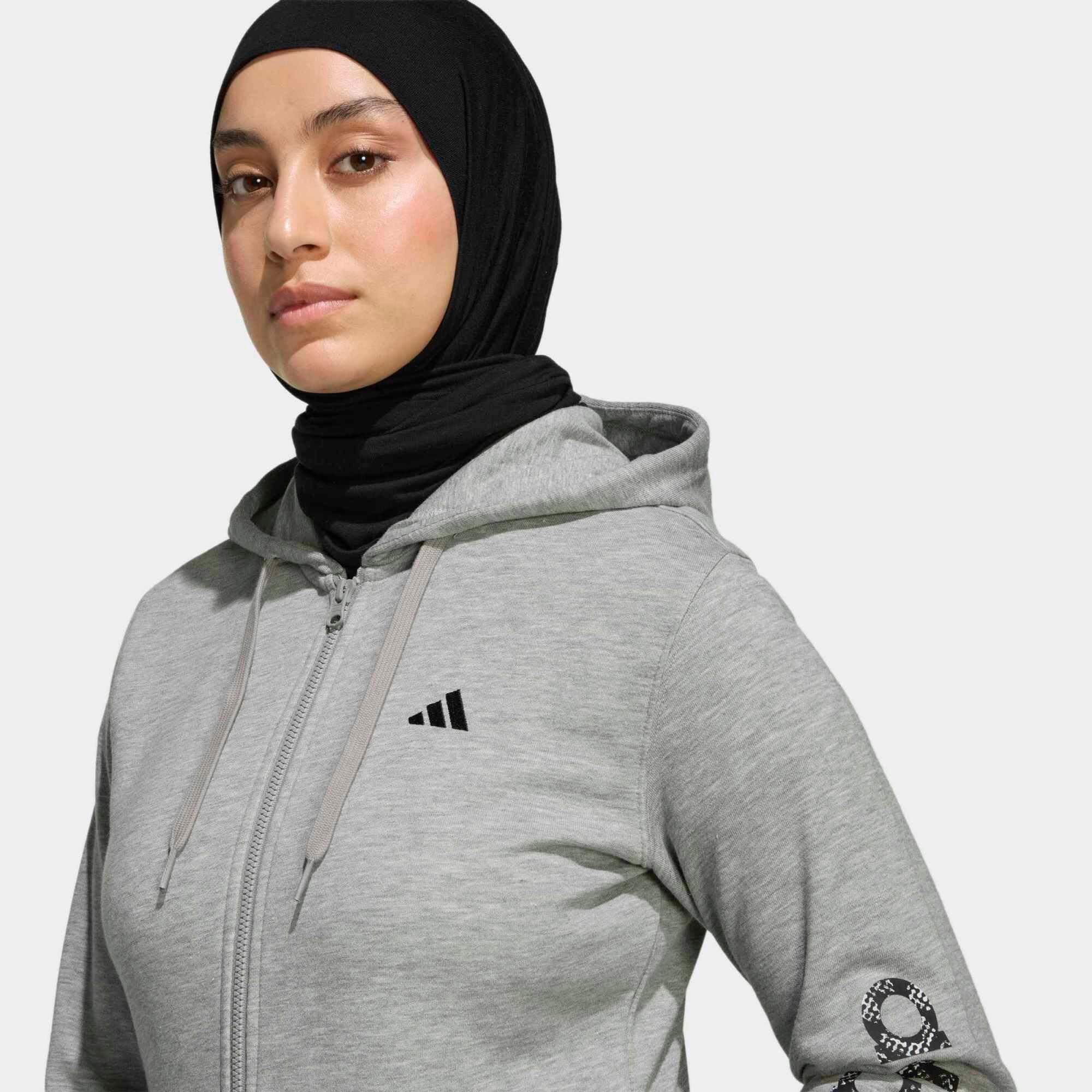 Sweatshirt com capuz e fecho de fitness mulher, cinzento 5/5