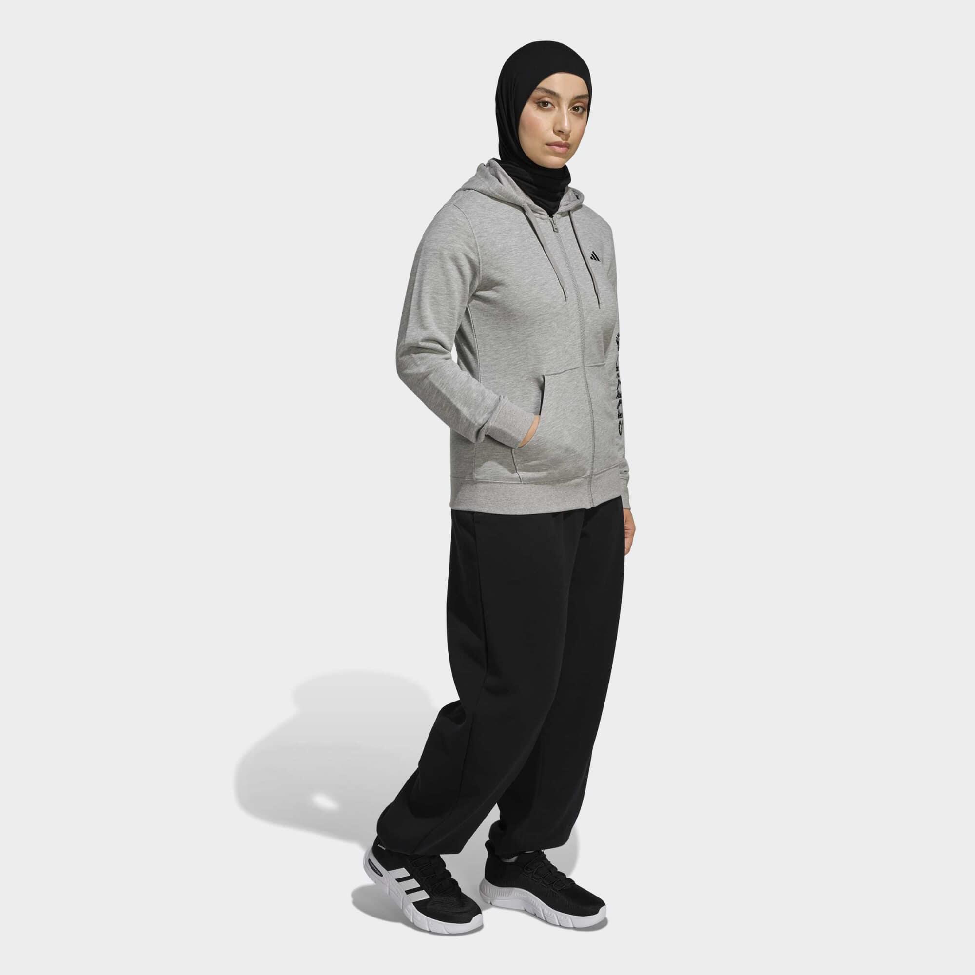 Sweatshirt com capuz e fecho de fitness mulher, cinzento 2/5