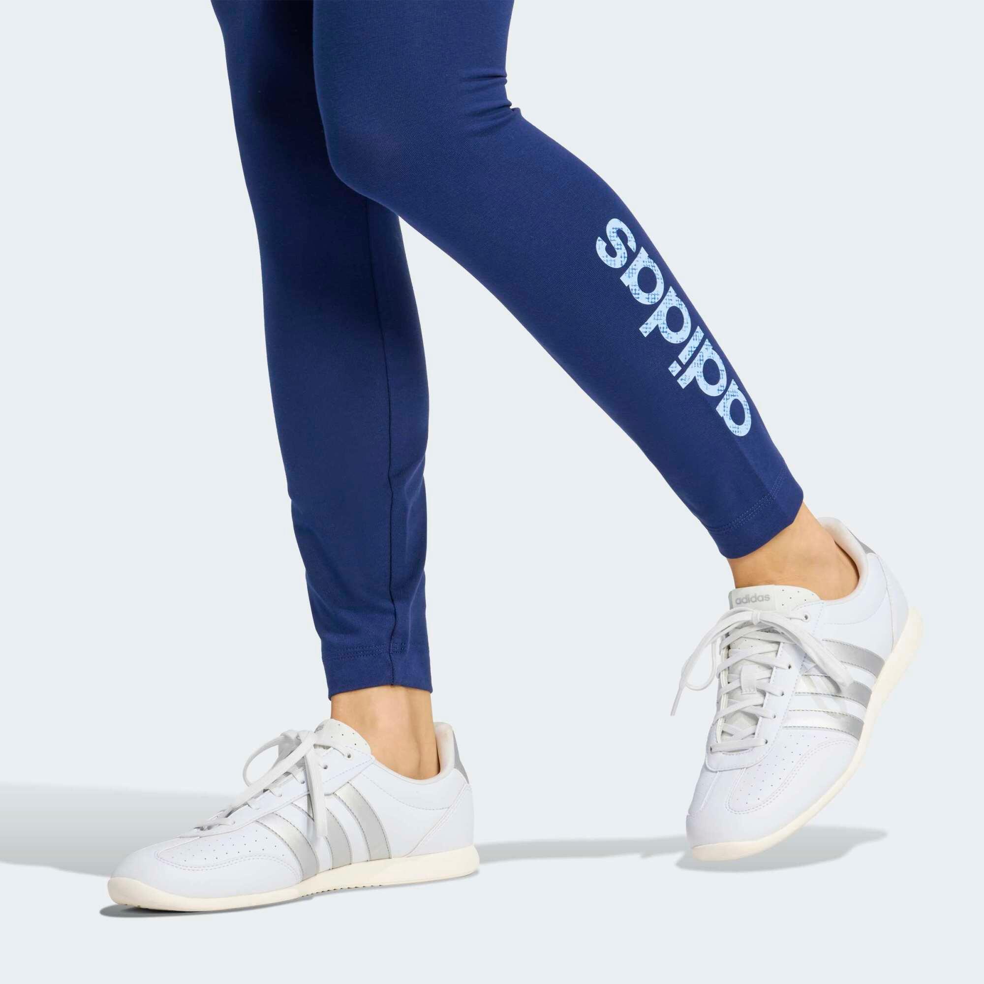 Fitness-Leggings, Damen, Baumwolle, Blau 4/5