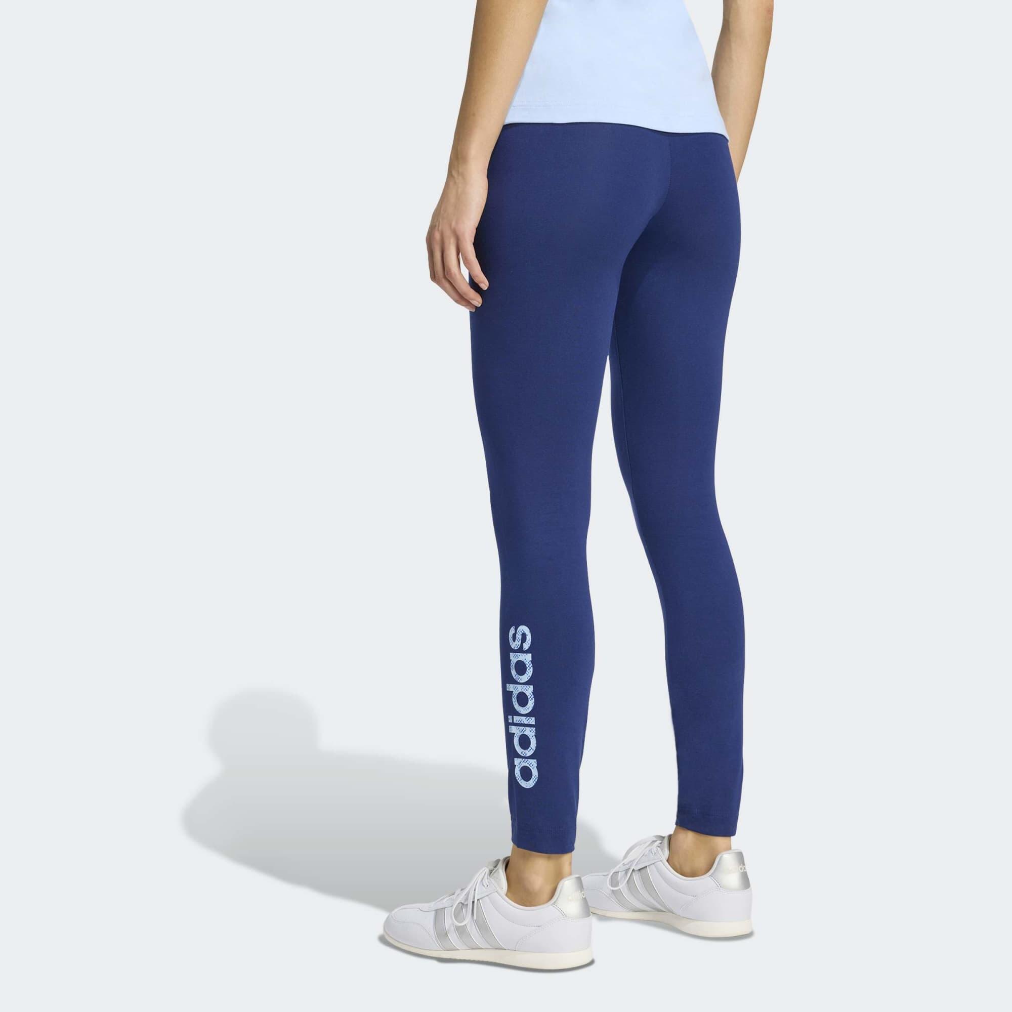 Fitness-Leggings, Damen, Baumwolle, Blau 3/5