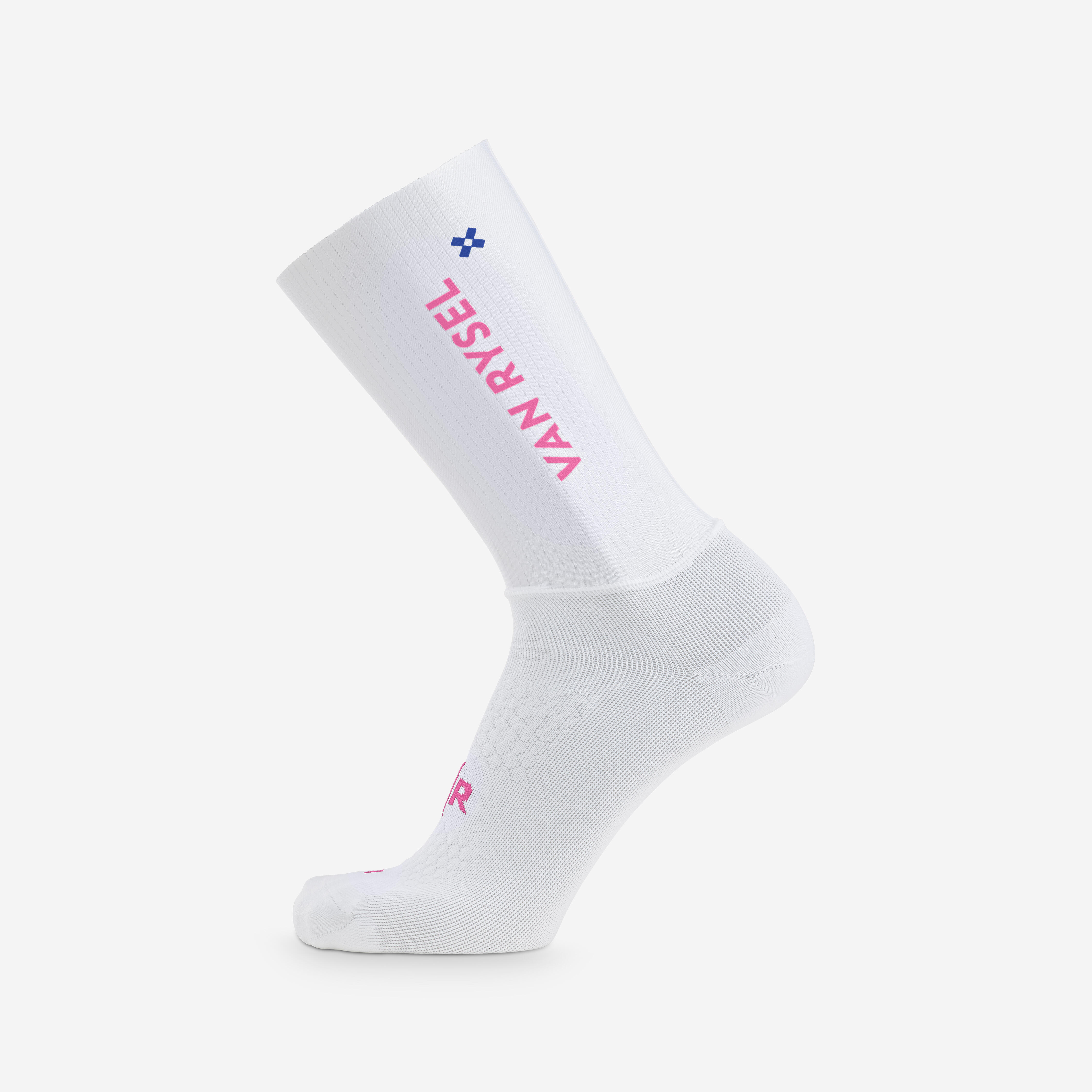 Decathlon UK VAN RYSEL Road Cycling Socks - Rcr-r White Pink | FREE Click & Collect at Stores and Asda. 365 Days return available.