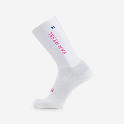 Chaussettes de vélo de route, RCR-R blanc rose