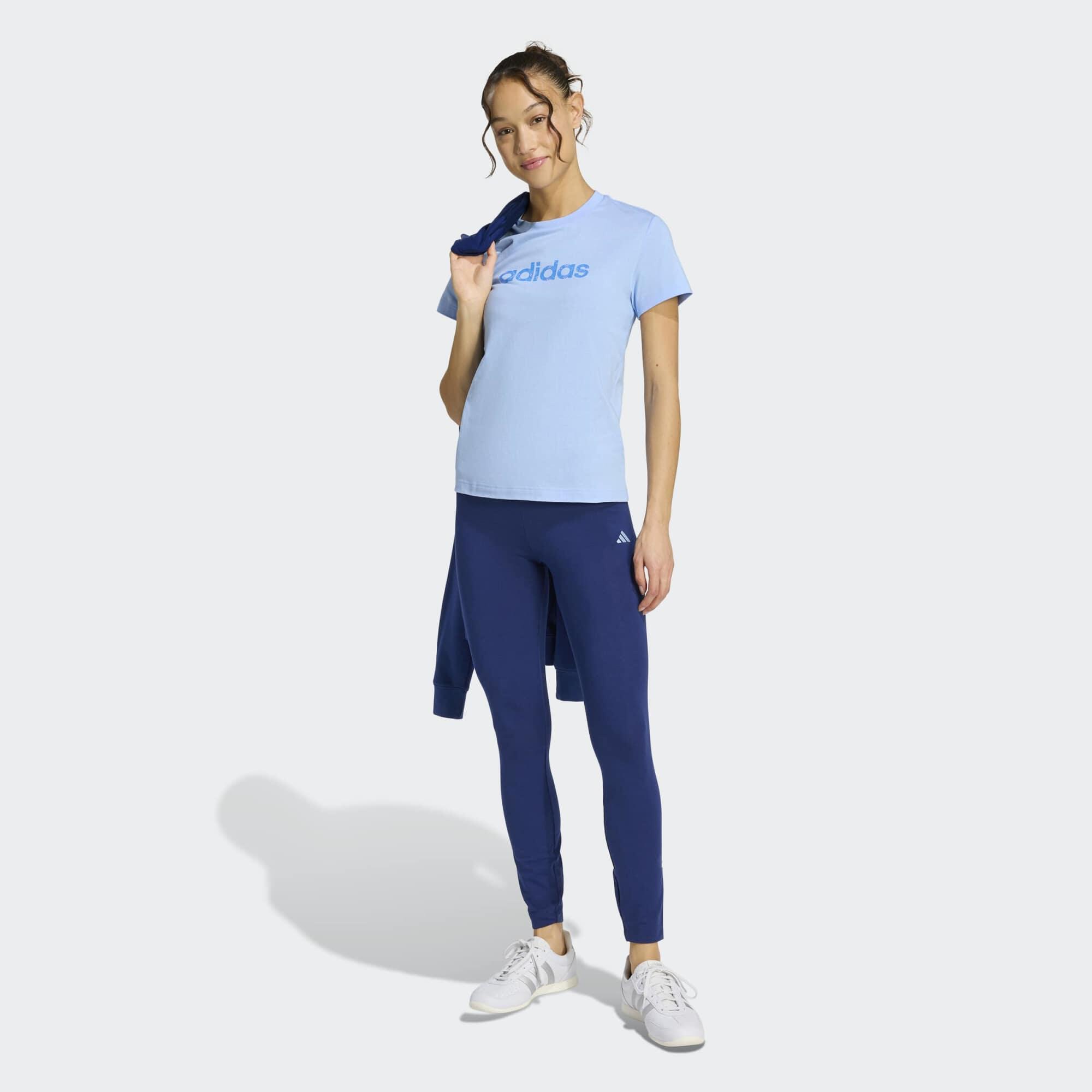 T-Shirt de Fitness em Algodão Mulher Azul-claro 3/5