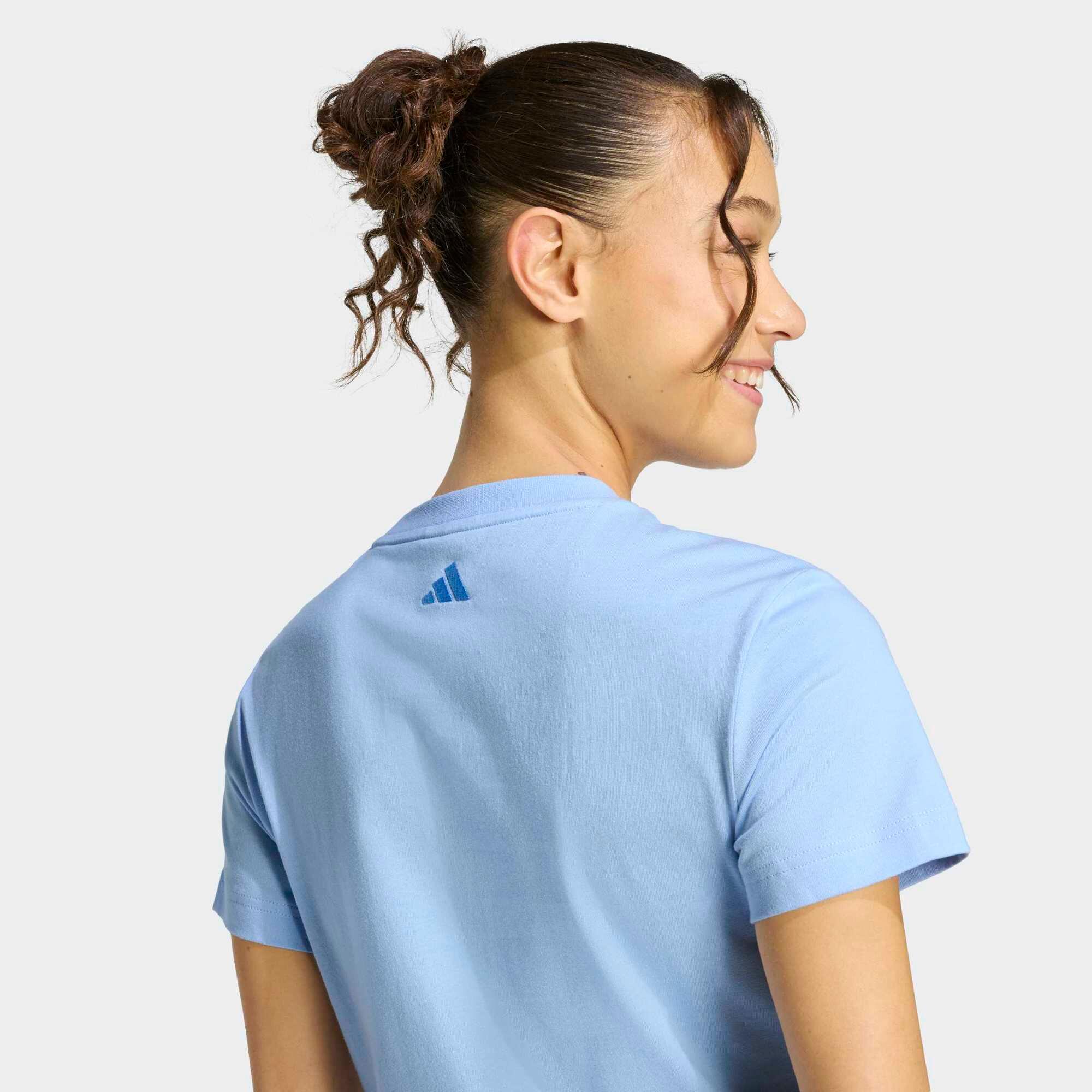 T-Shirt de Fitness em Algodão Mulher Azul-claro 4/5