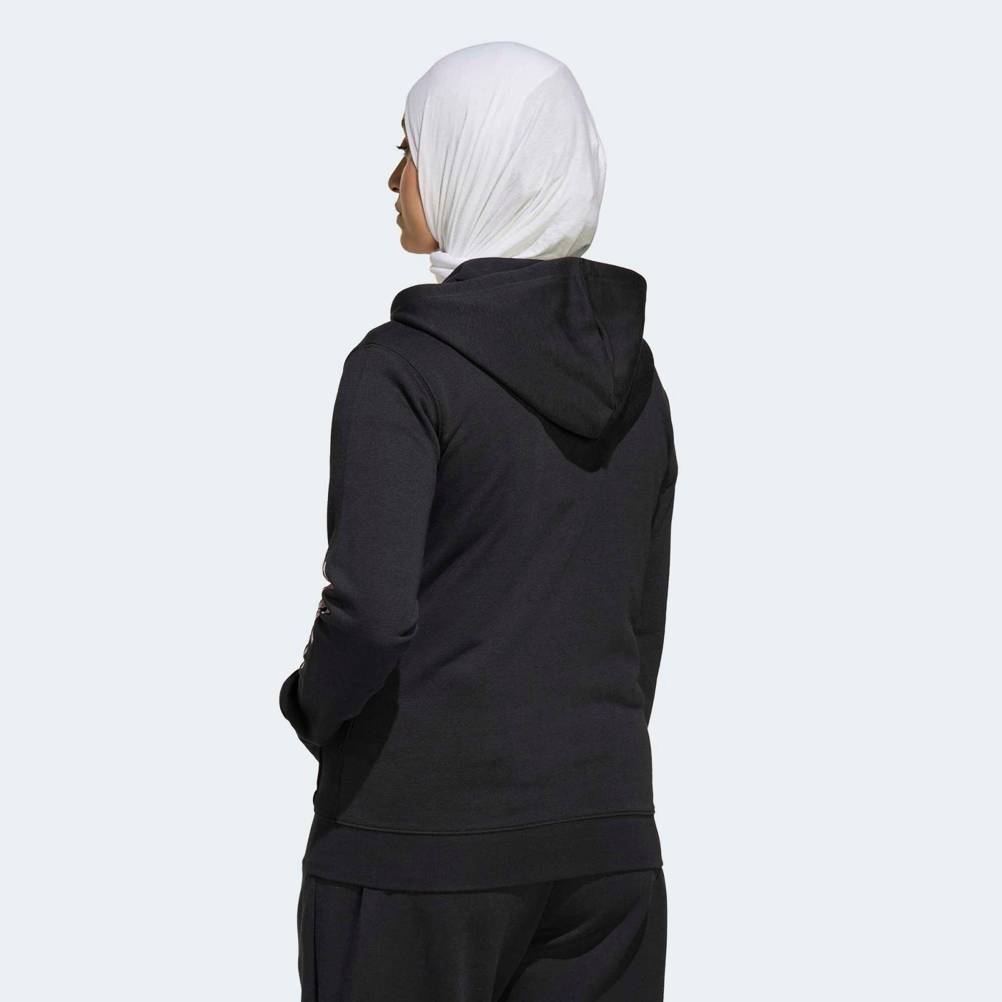 Damen-Fitness-Sweatshirt mit Kapuze und Reissverschluss, Schwarz 2/5