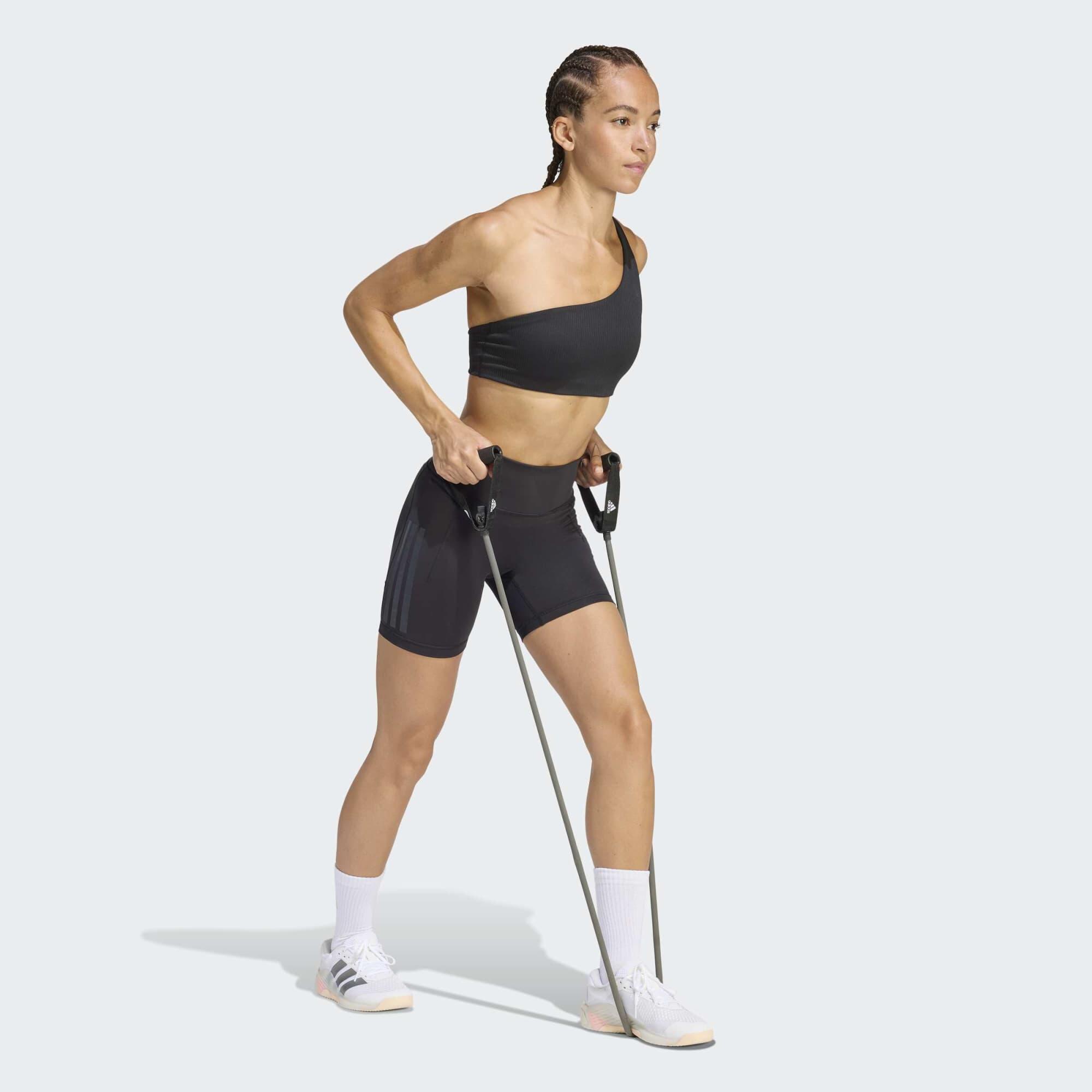 Pantaloncini ADIDAS donna palestra OPTIME regular fit cotone neri 3/6