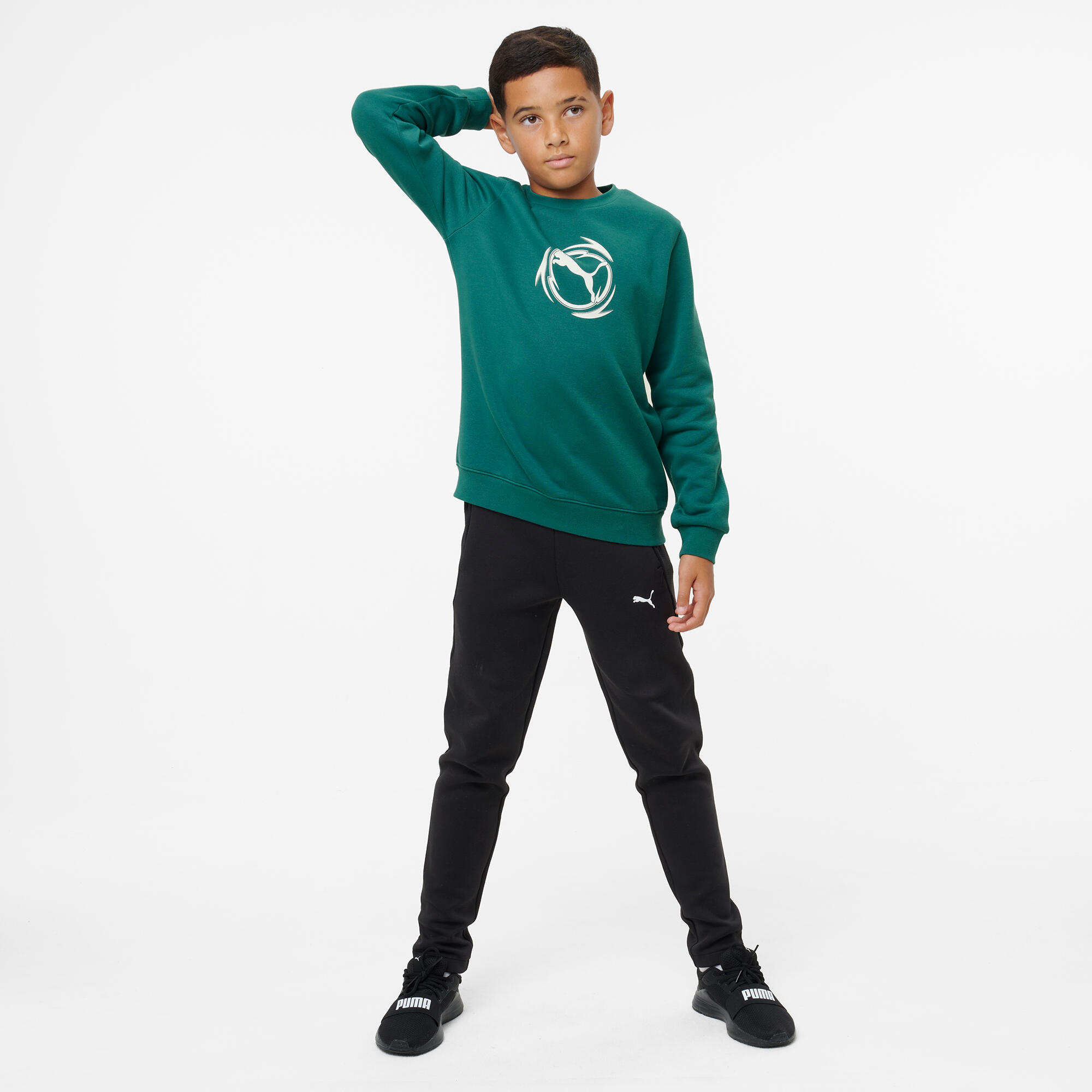 Kapuzensweatshirt Kinder grün 5/7