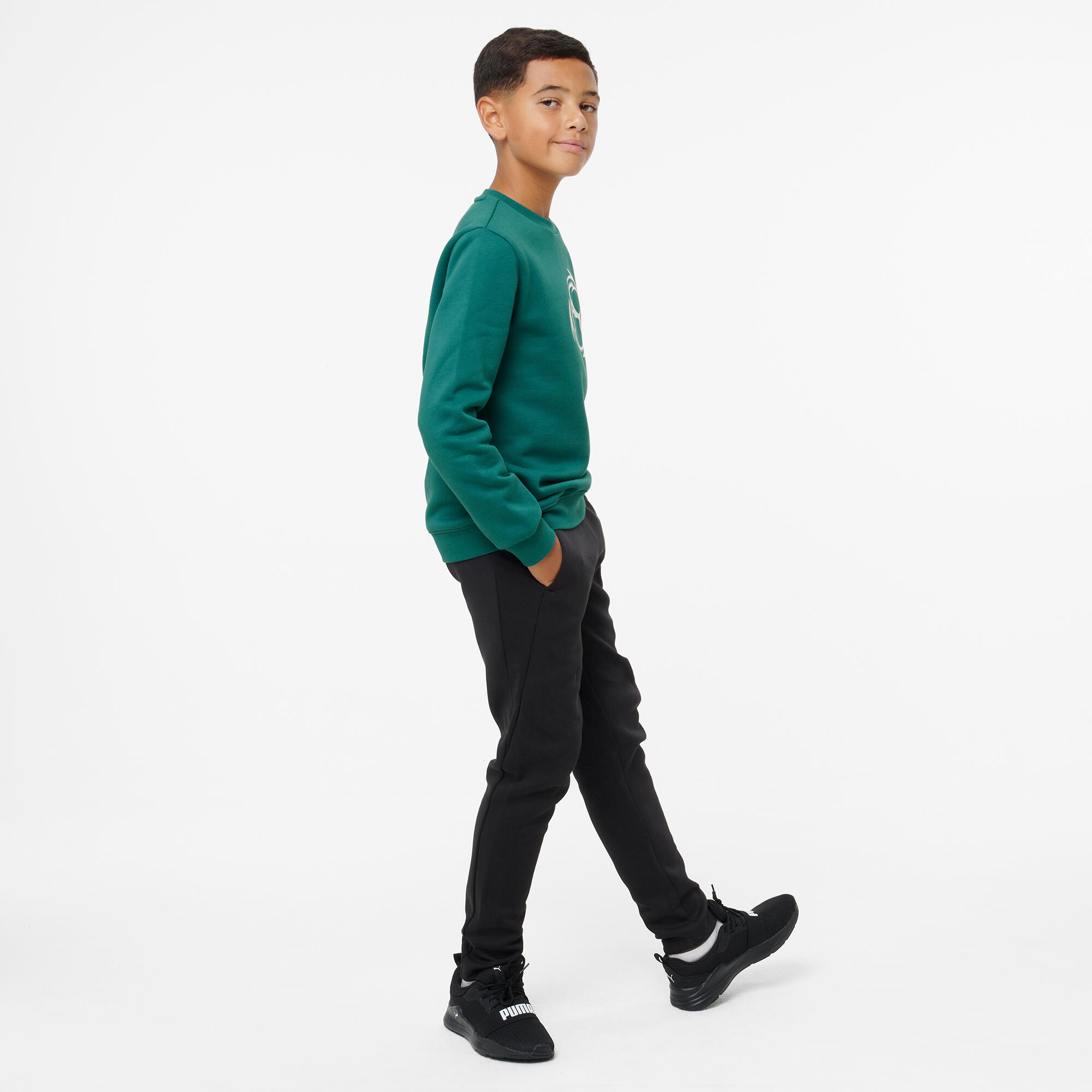 Kapuzensweatshirt Kinder grün 4/7