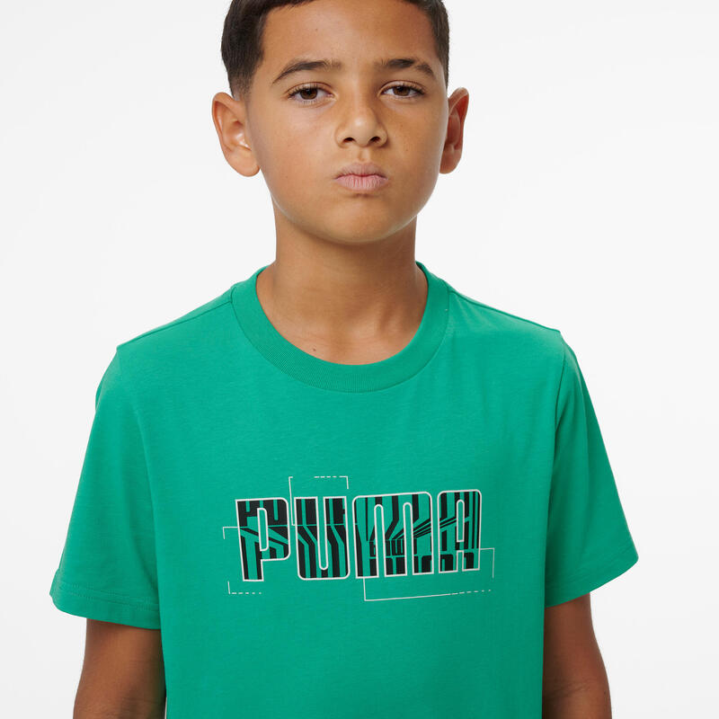 Tricou din bumbac cu imprimeu Puma Educație fizică Verde Copii
