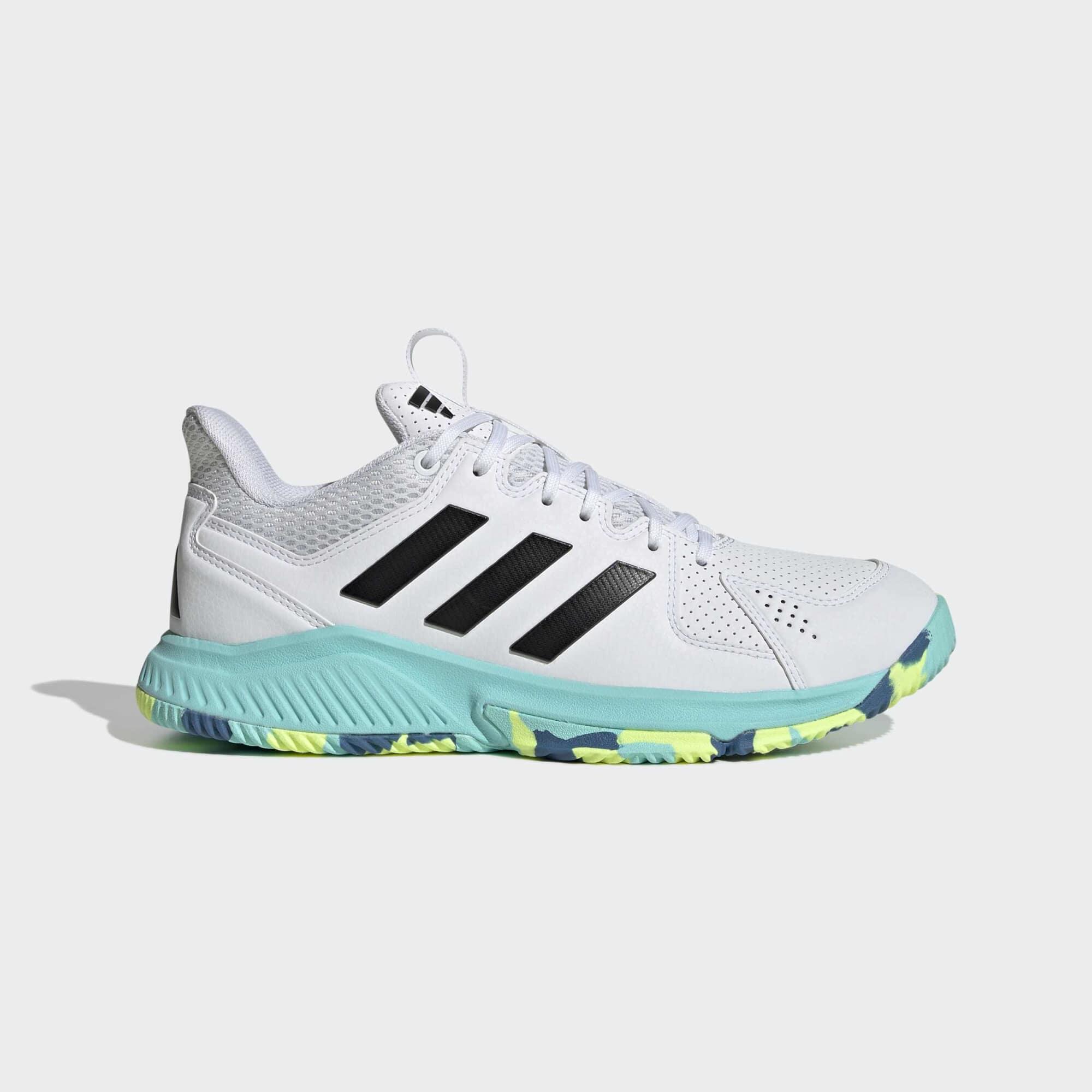 Handball Hallenschuhe Erwachsene - Adidas Court Flight weiss/gelb/blau 9/9