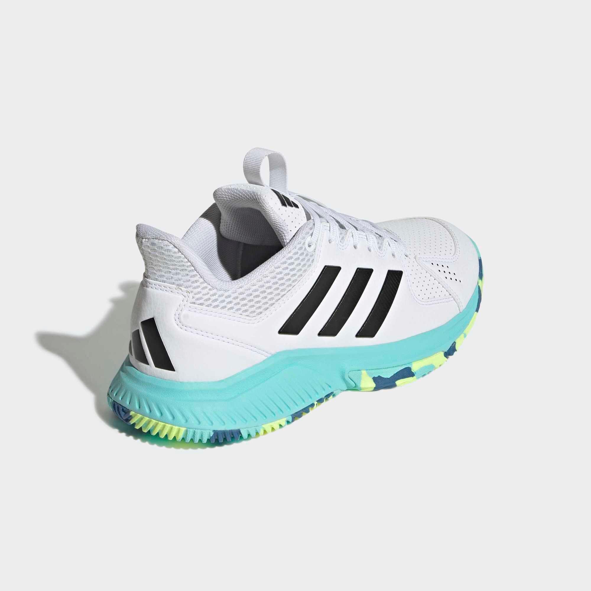 Handball Hallenschuhe Erwachsene - Adidas Court Flight weiss/gelb/blau 8/9