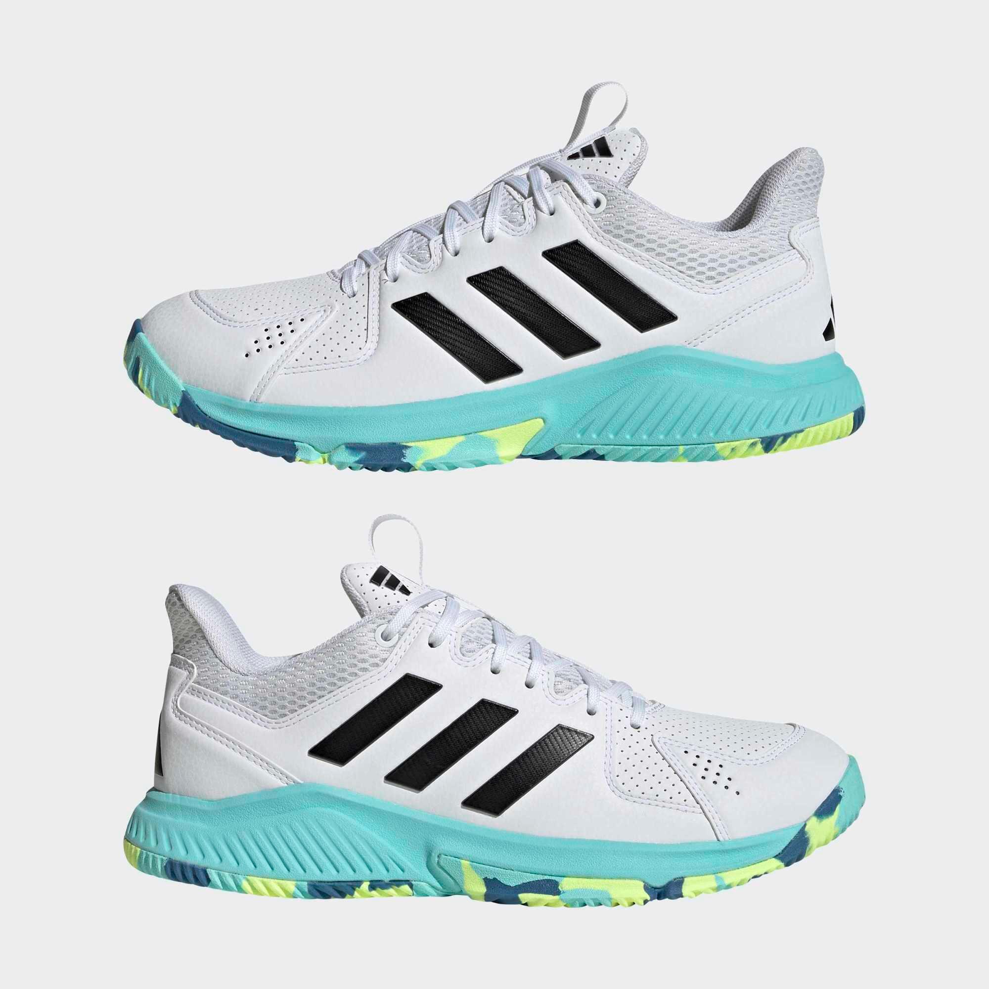 Handball Hallenschuhe Erwachsene - Adidas Court Flight weiss/gelb/blau 2/9