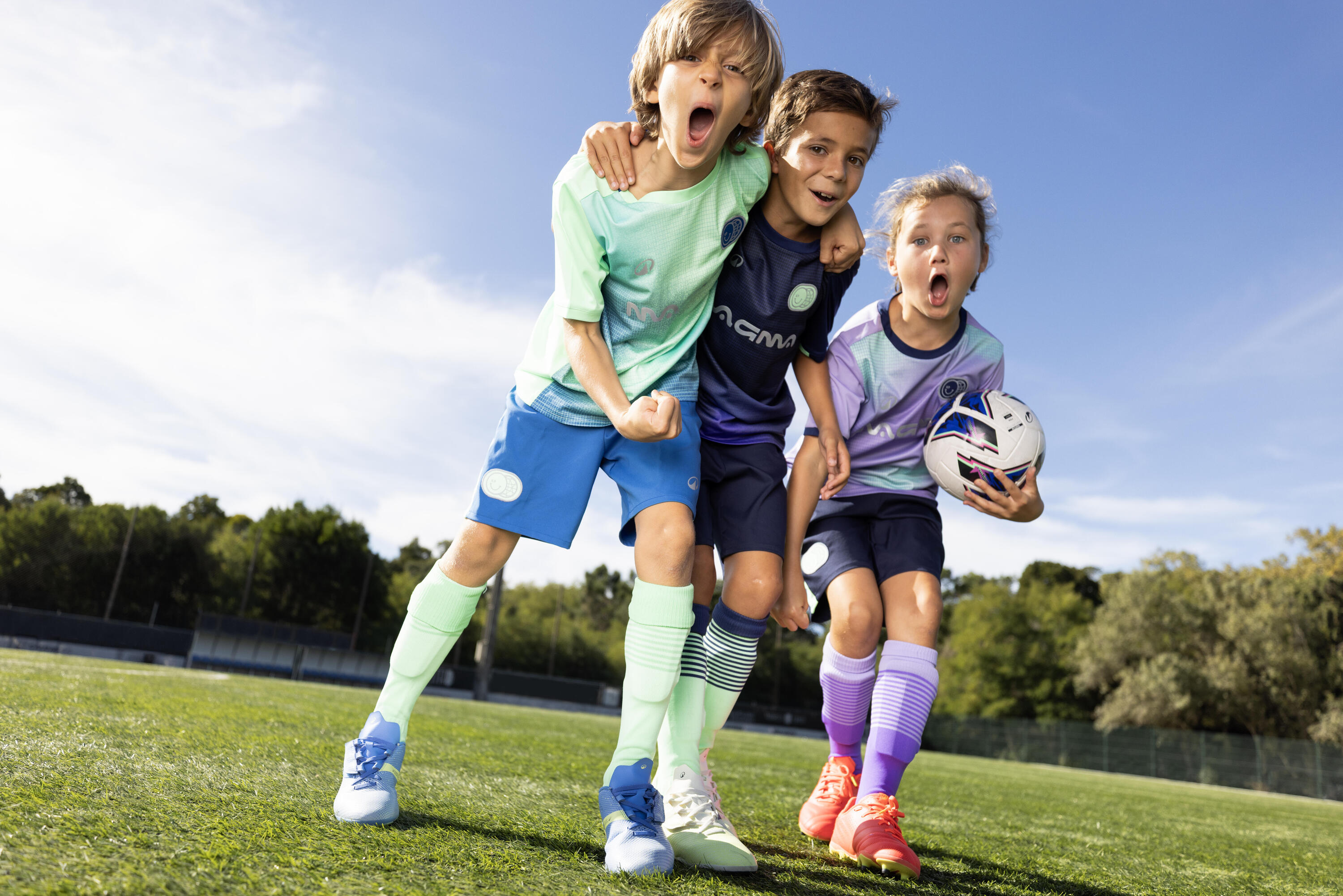 Bas de soccer hauts enfant, Viralto Boreal 7/7