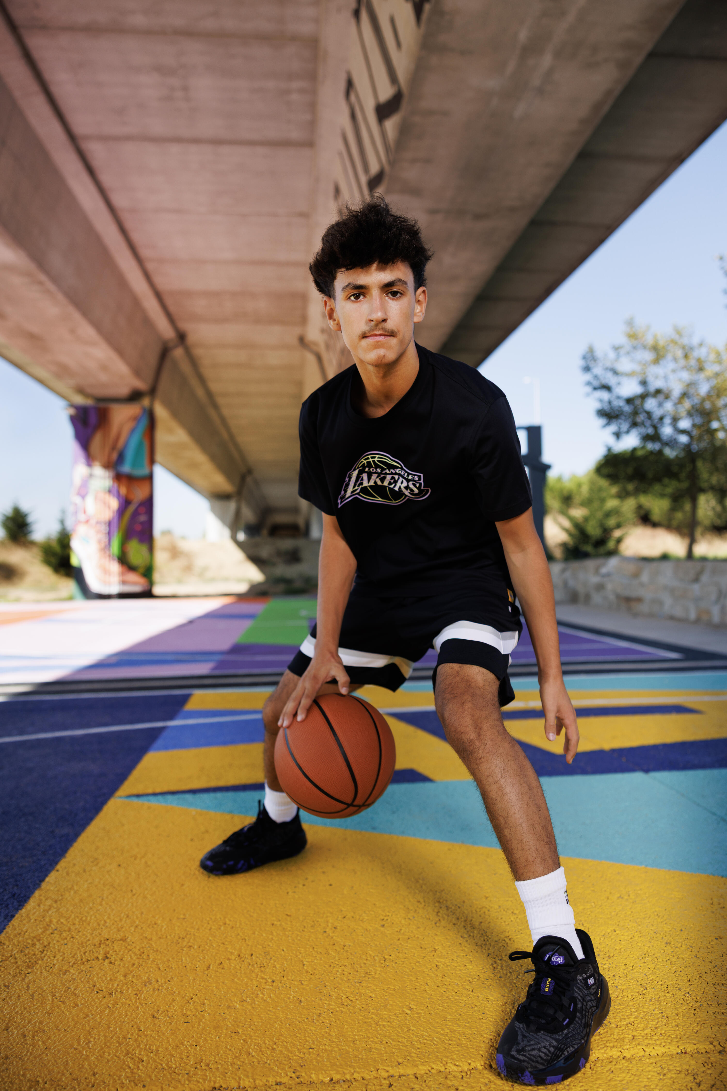 NBA Lakers Basketball T-Shirt Mann Frau, 900 Schwarz 7/7