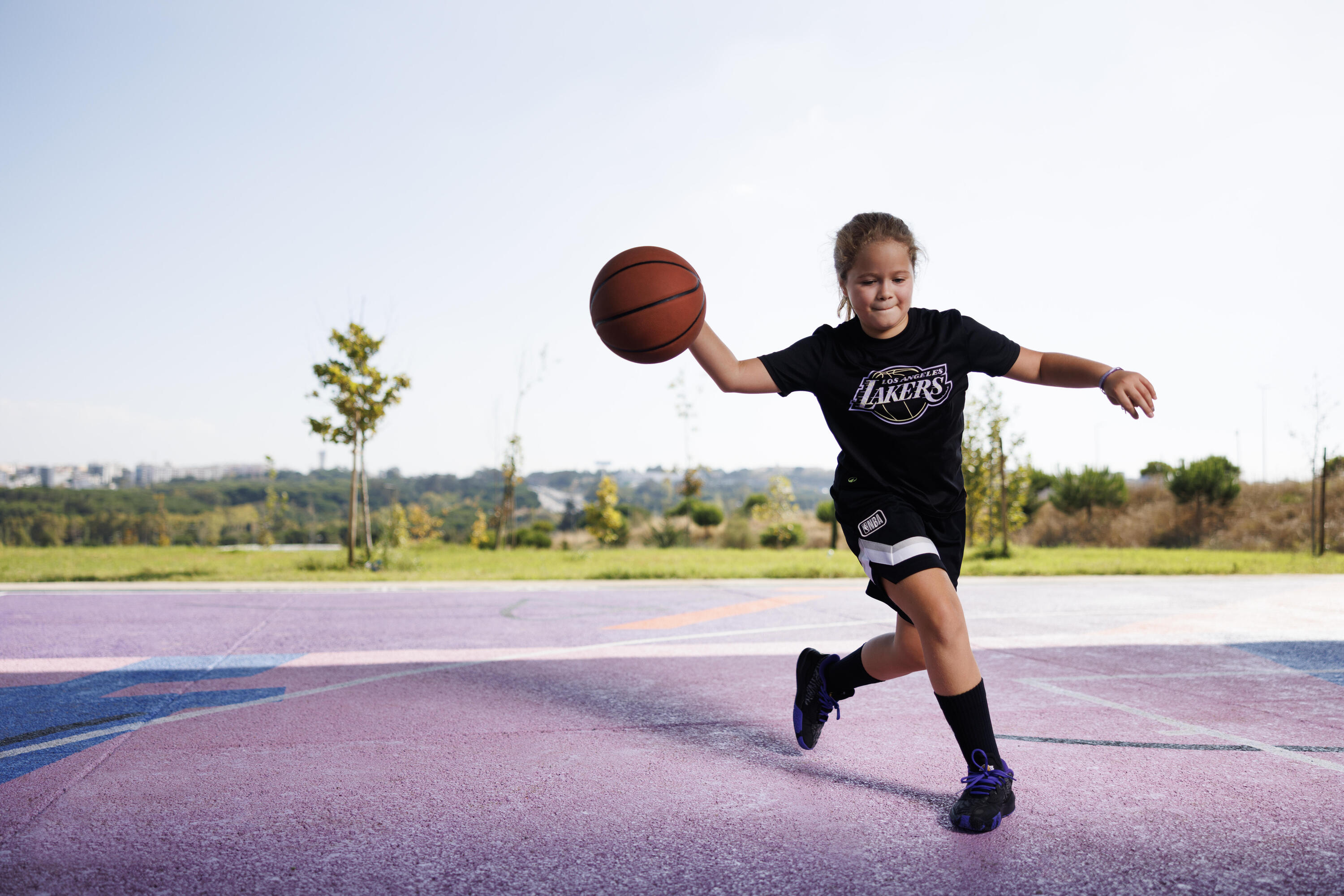Playera de básquetbol negra para niños/junior NBA Lakers TS900 10/10