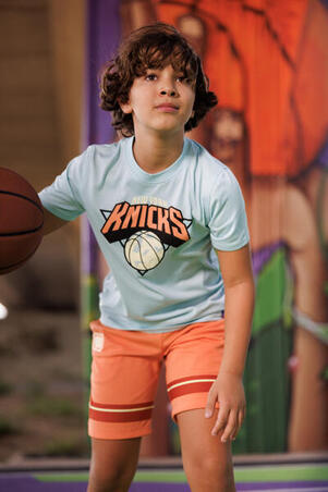 Футболка дитяча 900 для баскетболу NBA Knicks синя/сіра