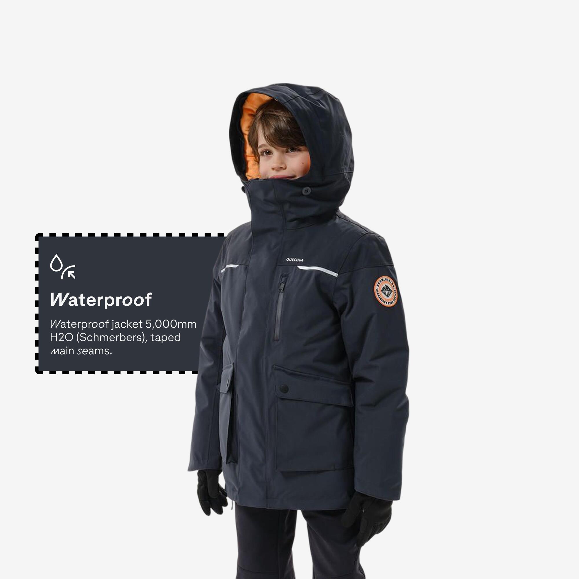 Boys' Hiking Warm and Waterproof Parka NH900, 7-15 years - Grey