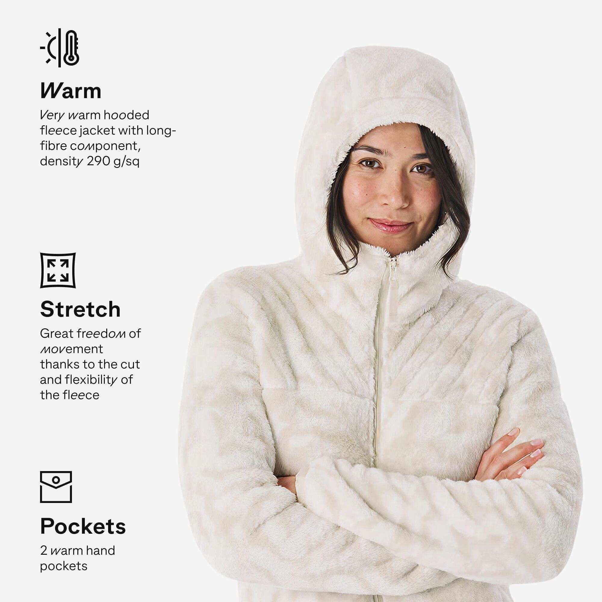 Women’s warm hiking fleece jacket, NH500 - Beige