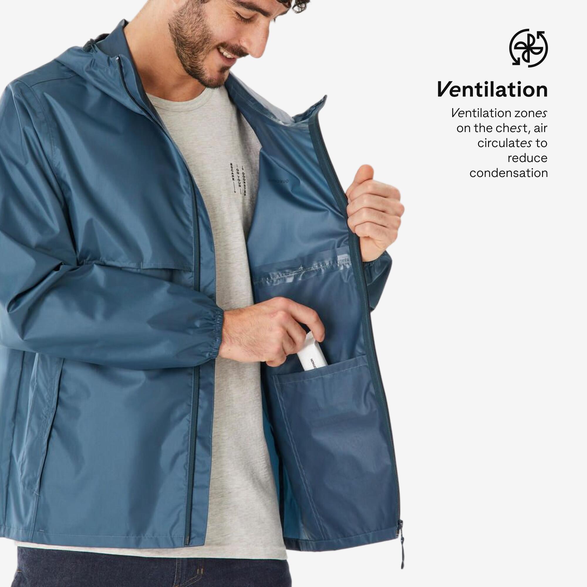 Men’s windproof and waterproof hiking jacket, Raincut Full Zip - Blue