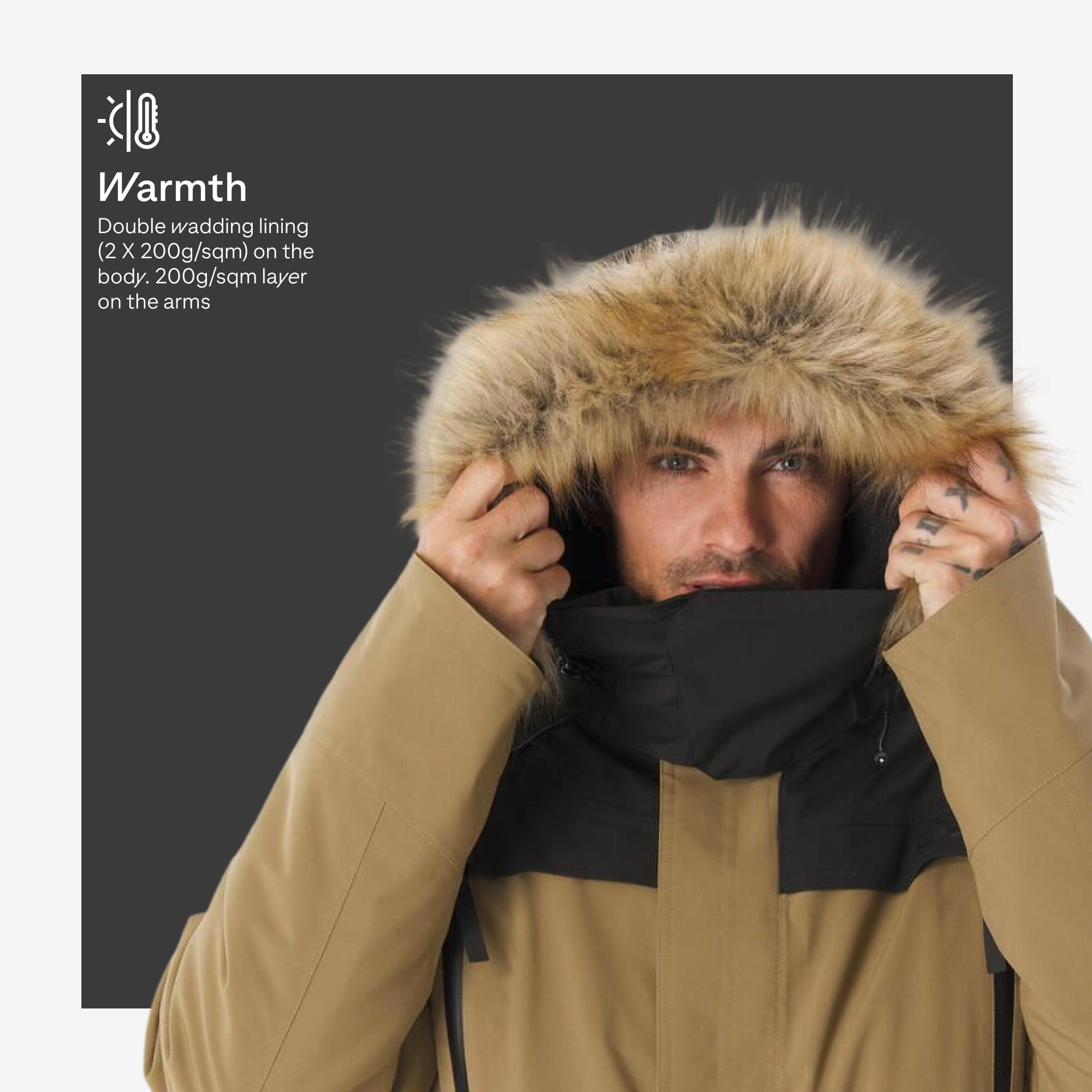 Men’s waterproof hiking parka -20°C, NH900 - Brown