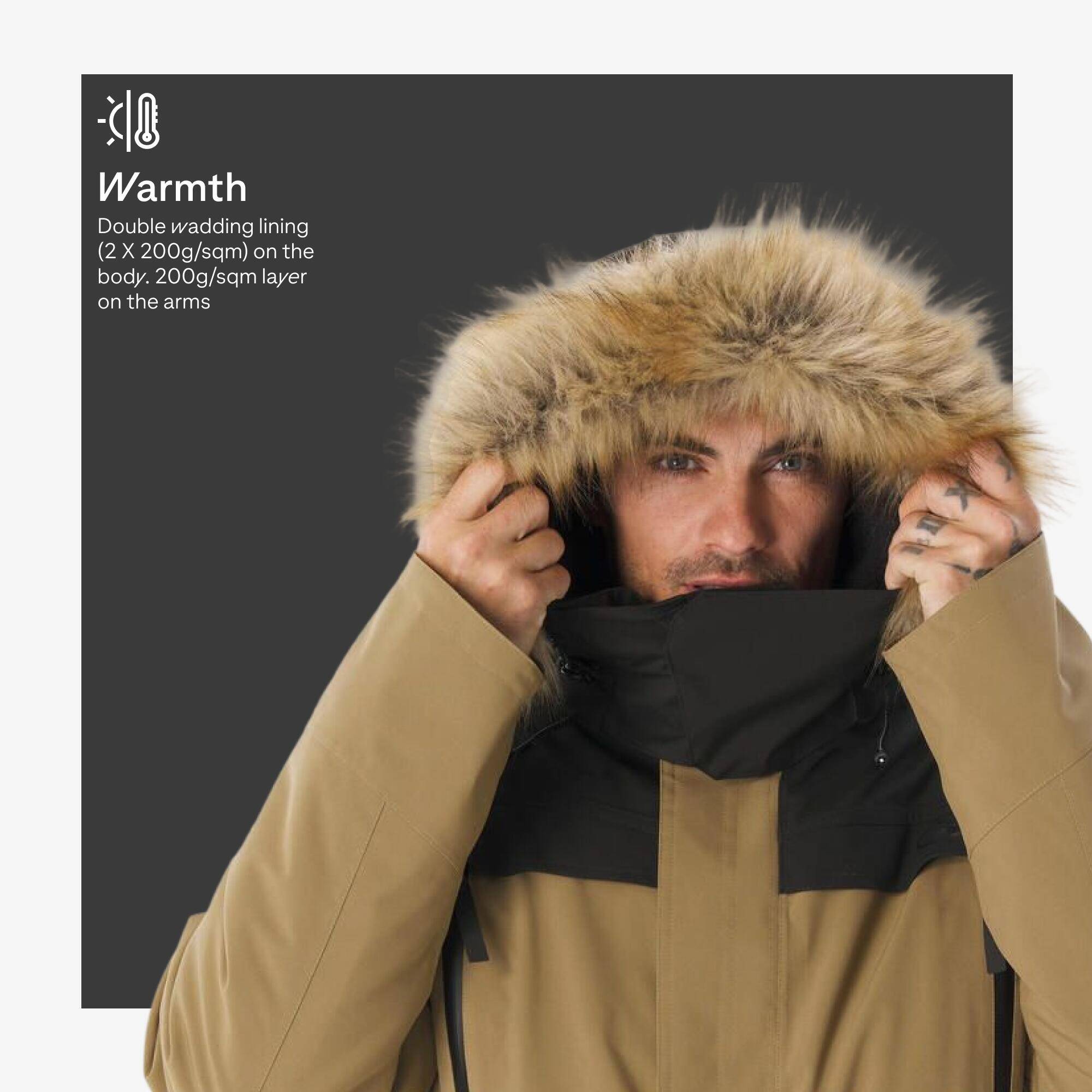 Men’s waterproof hiking parka -20°C, NH900 - Brown -  3