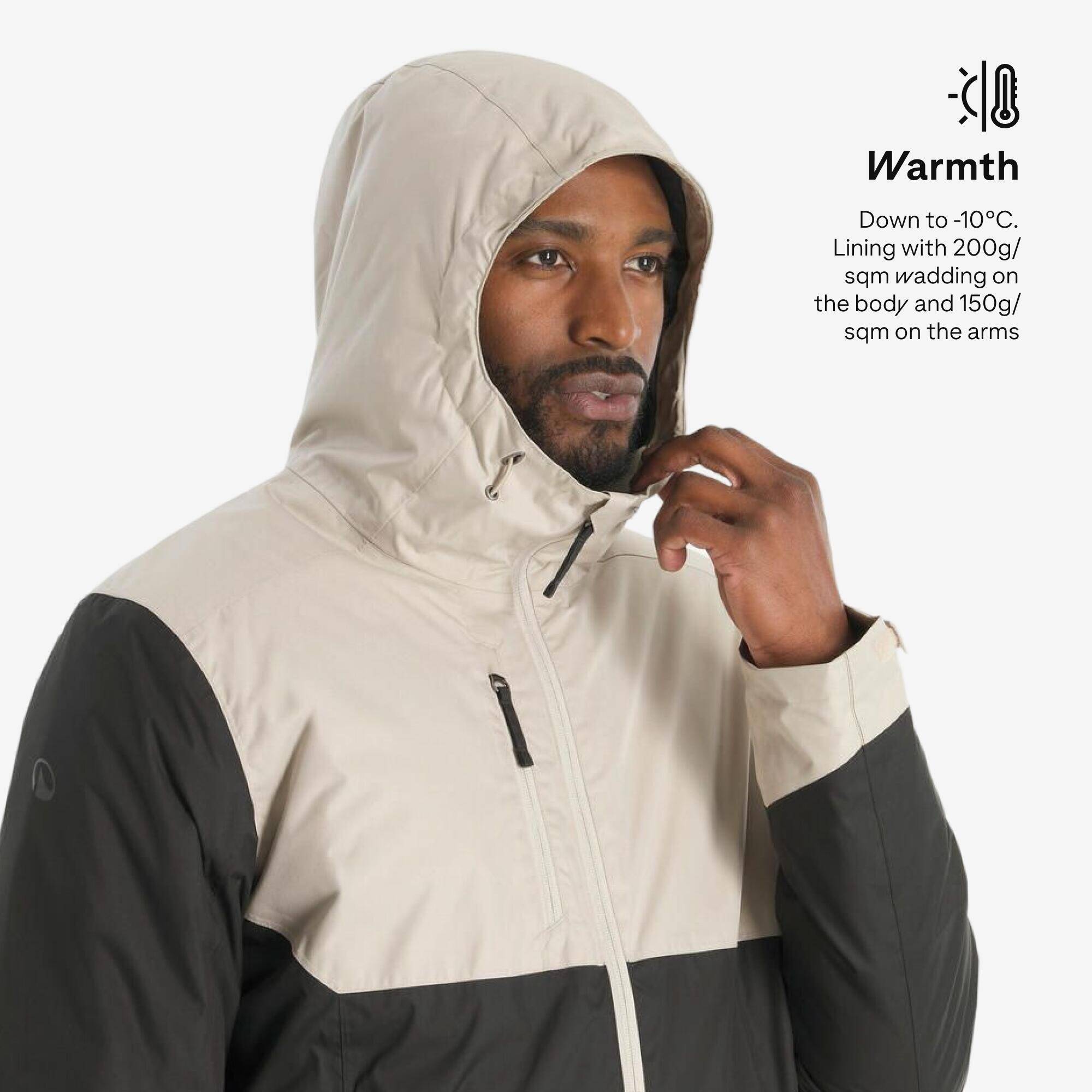 Men’s waterproof hiking jacket -10°C, NH500 - Beige -  3