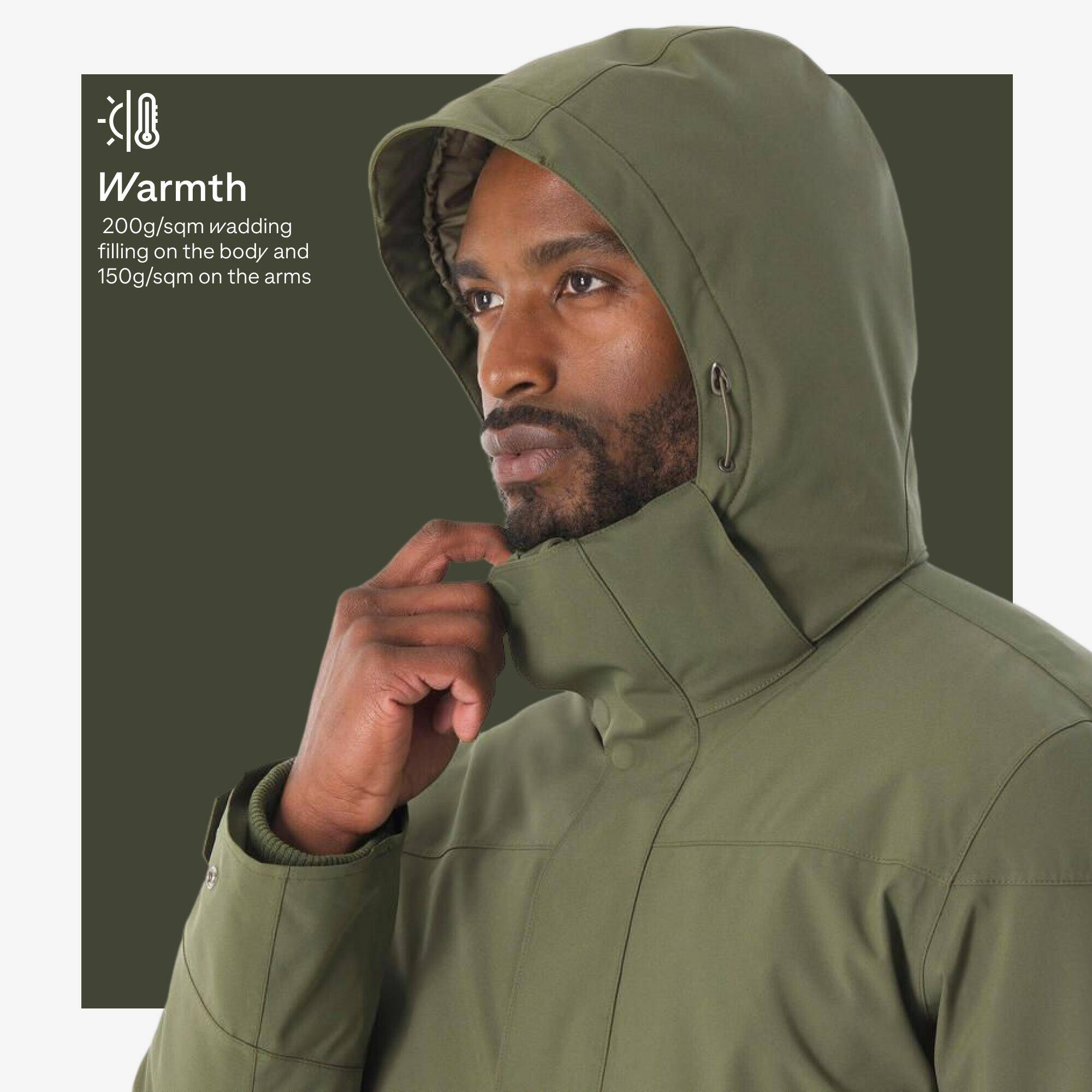 Men’s waterproof hiking parka -10°C, NH500 - Green -  3