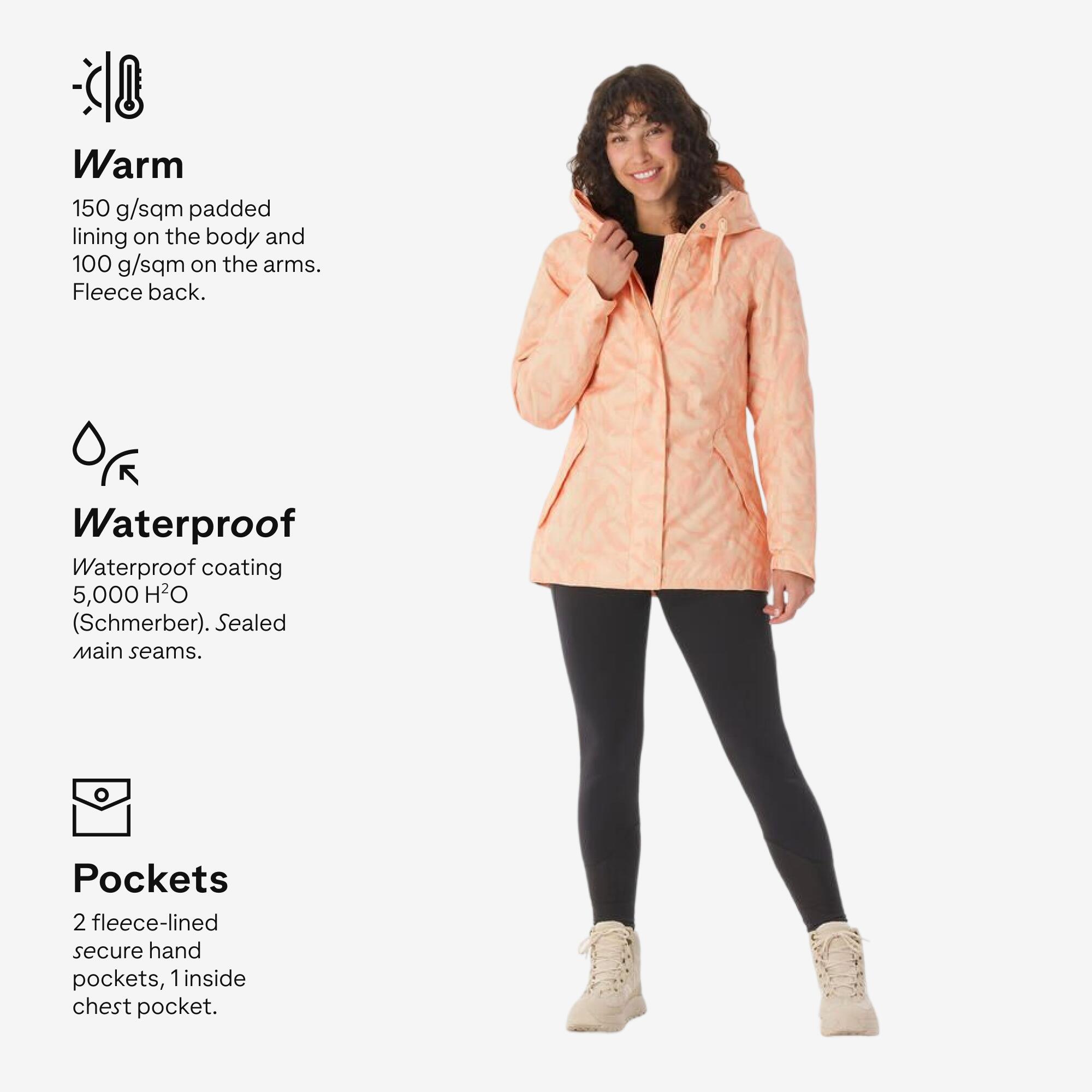 Women’s waterproof hiking jacket -10°C NH500 - Beige