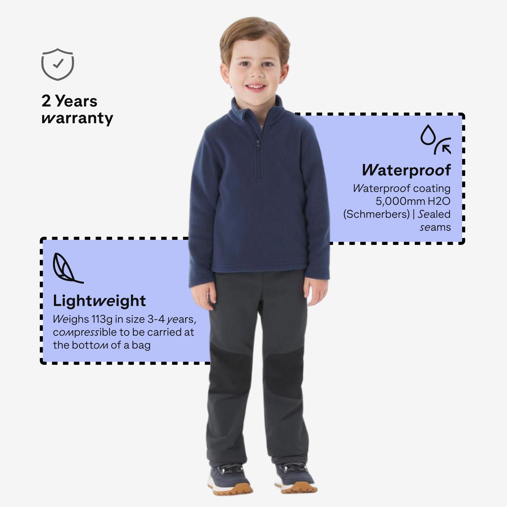 Kids’ warm hiking jacket MH100 Half Zip - 2-6 years - Navy Blue