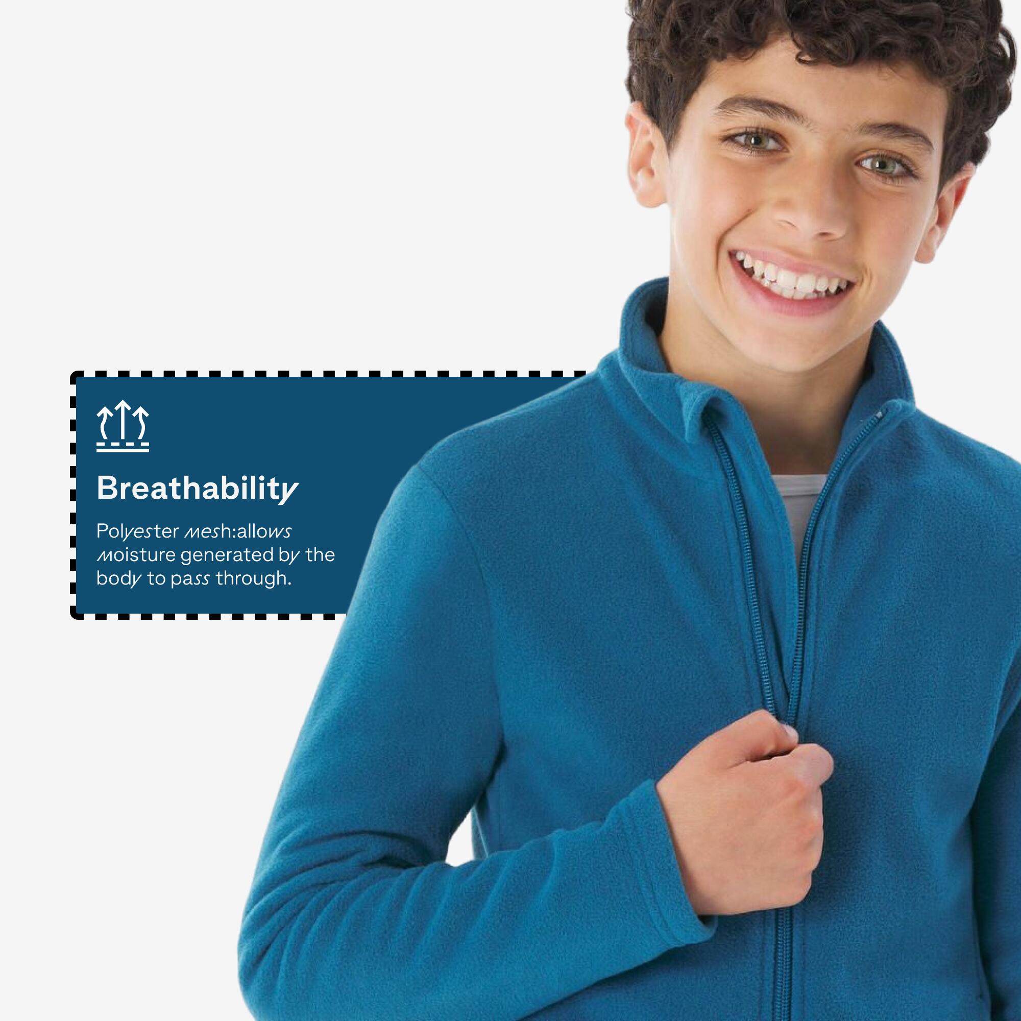 MH100 kids’ zip-up fleece jacket - 7–15 years - Blue